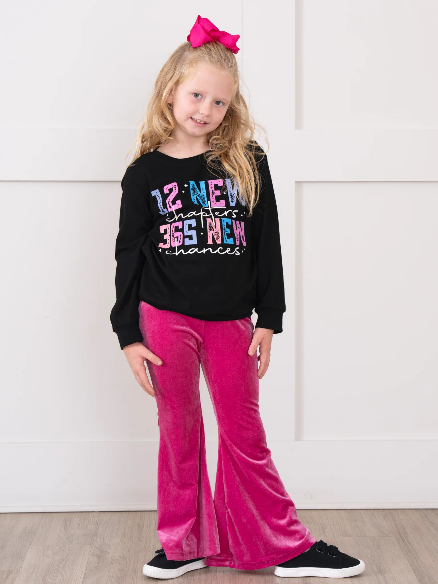 "12 New Chapters, 365 New Chances" Velvet Bell Bottom Outfit - Image 5