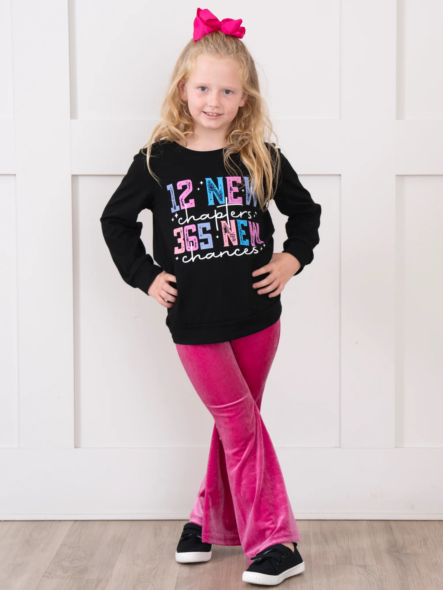 "12 New Chapters, 365 New Chances" Velvet Bell Bottom Outfit - Image 6