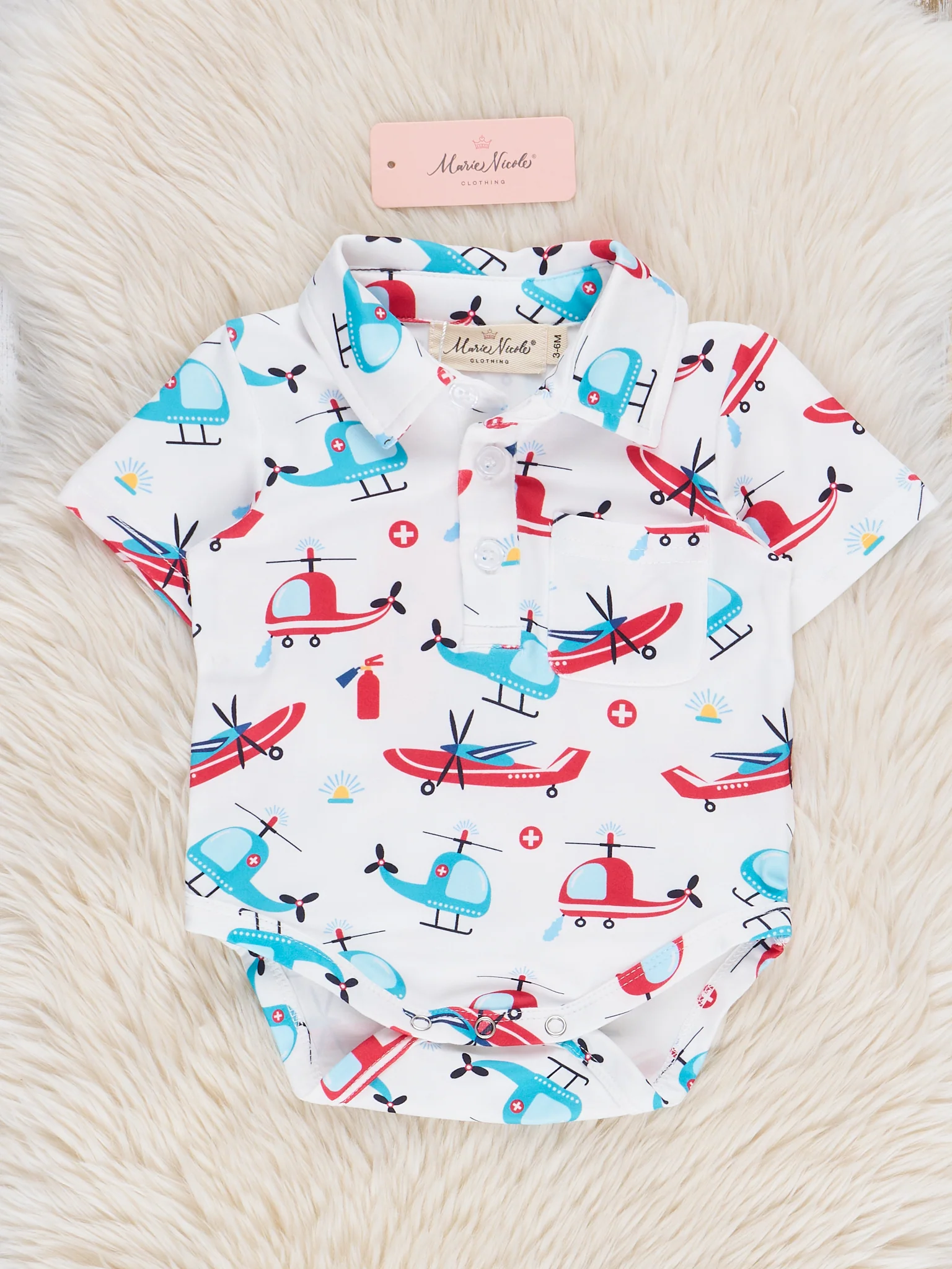 Air Rescue Squad Button Up Bubble Romper
