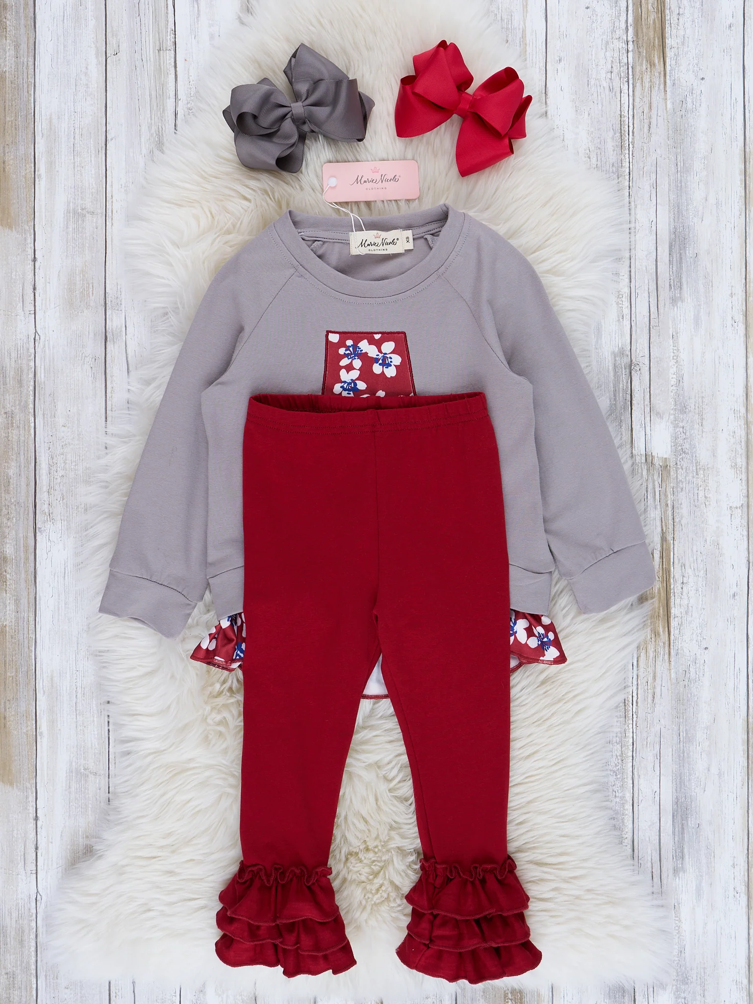 AL Crimson Floral Cupcake Legging Outfit - Image 2