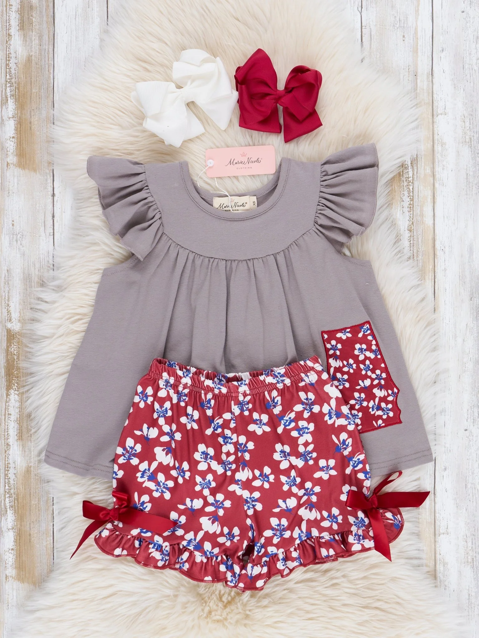 AL Crimson Floral Ruffle Outfit - Image 2
