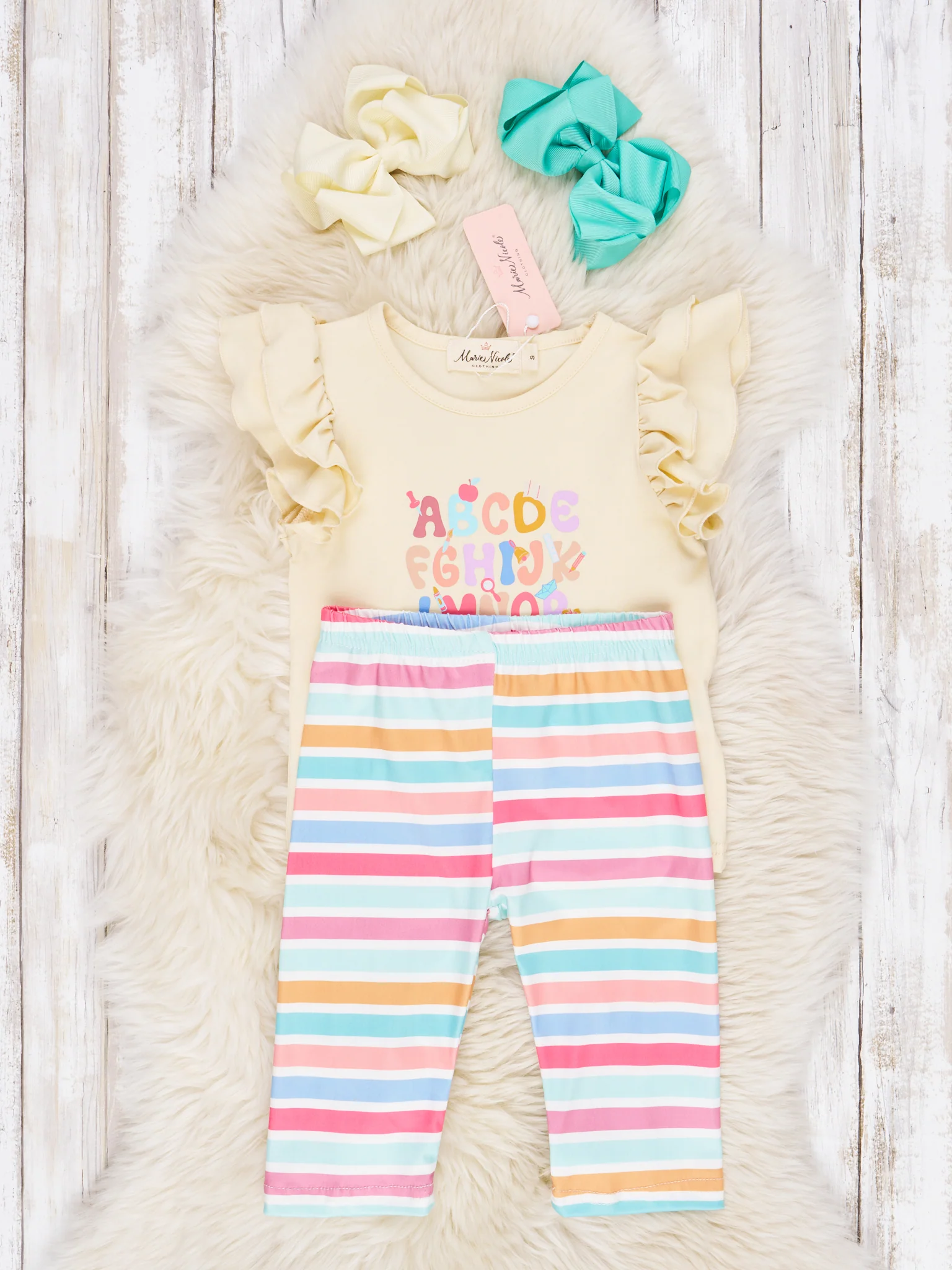 Alphabet Stripe Ruffle Outfit - Image 2
