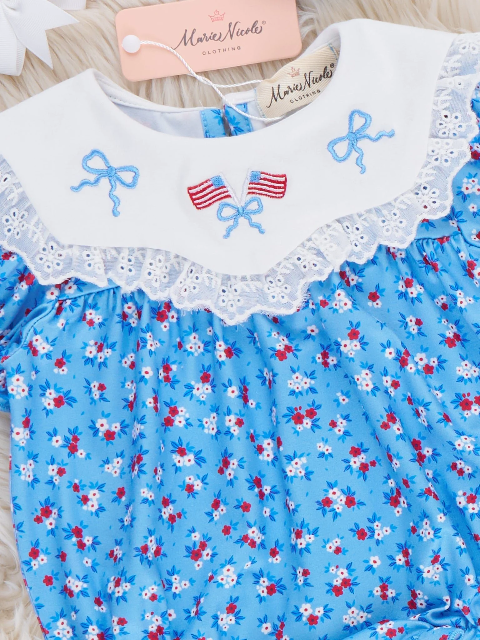 American Dreamer Embroidered Lace Ruffle Romper - Image 3