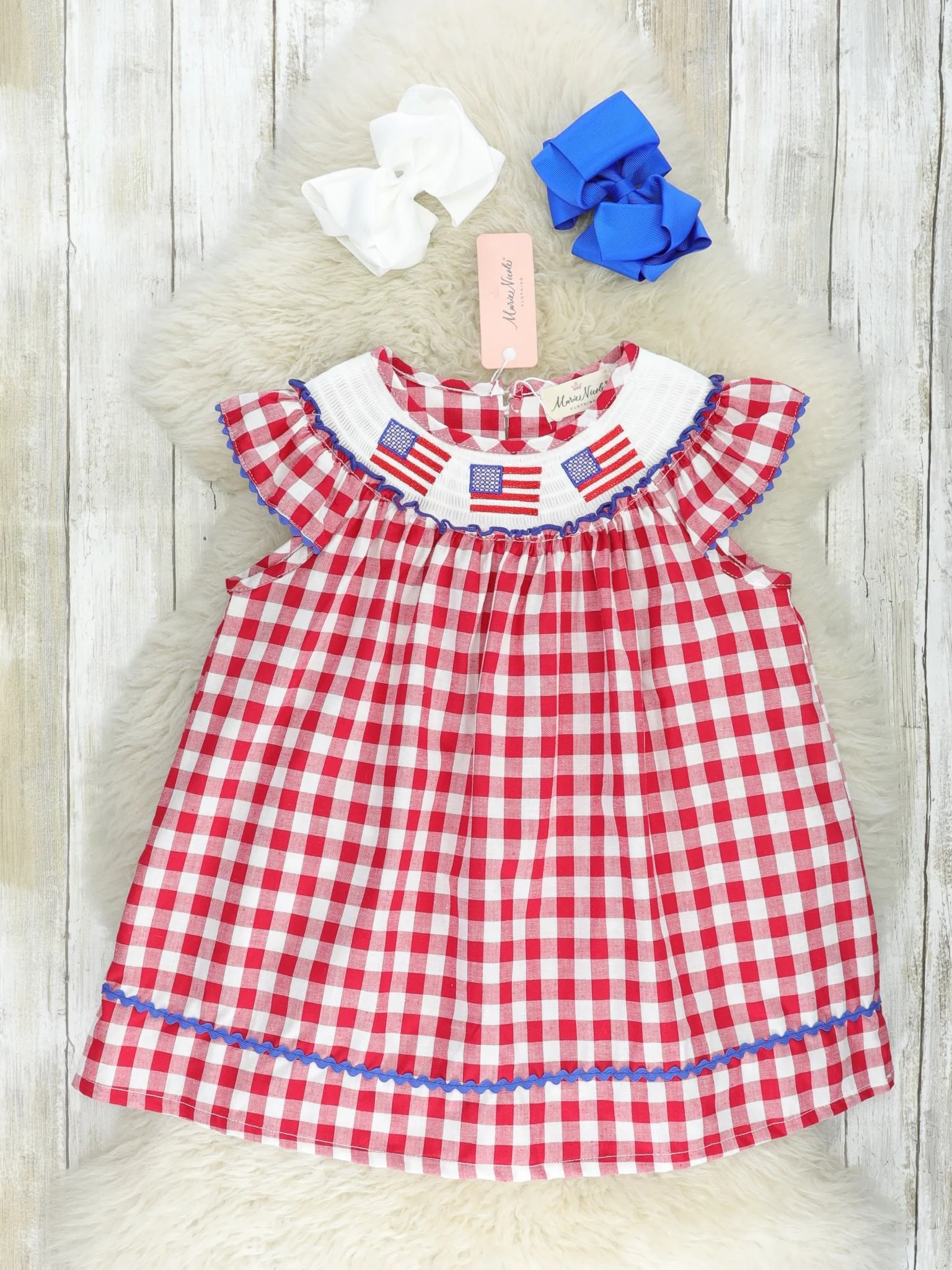 American Flag Smocked 100% Cotton Dress - Image 2