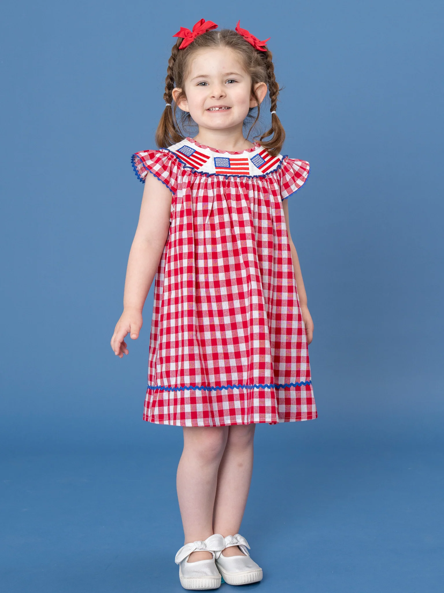 American Flag Smocked 100% Cotton Dress - Image 5