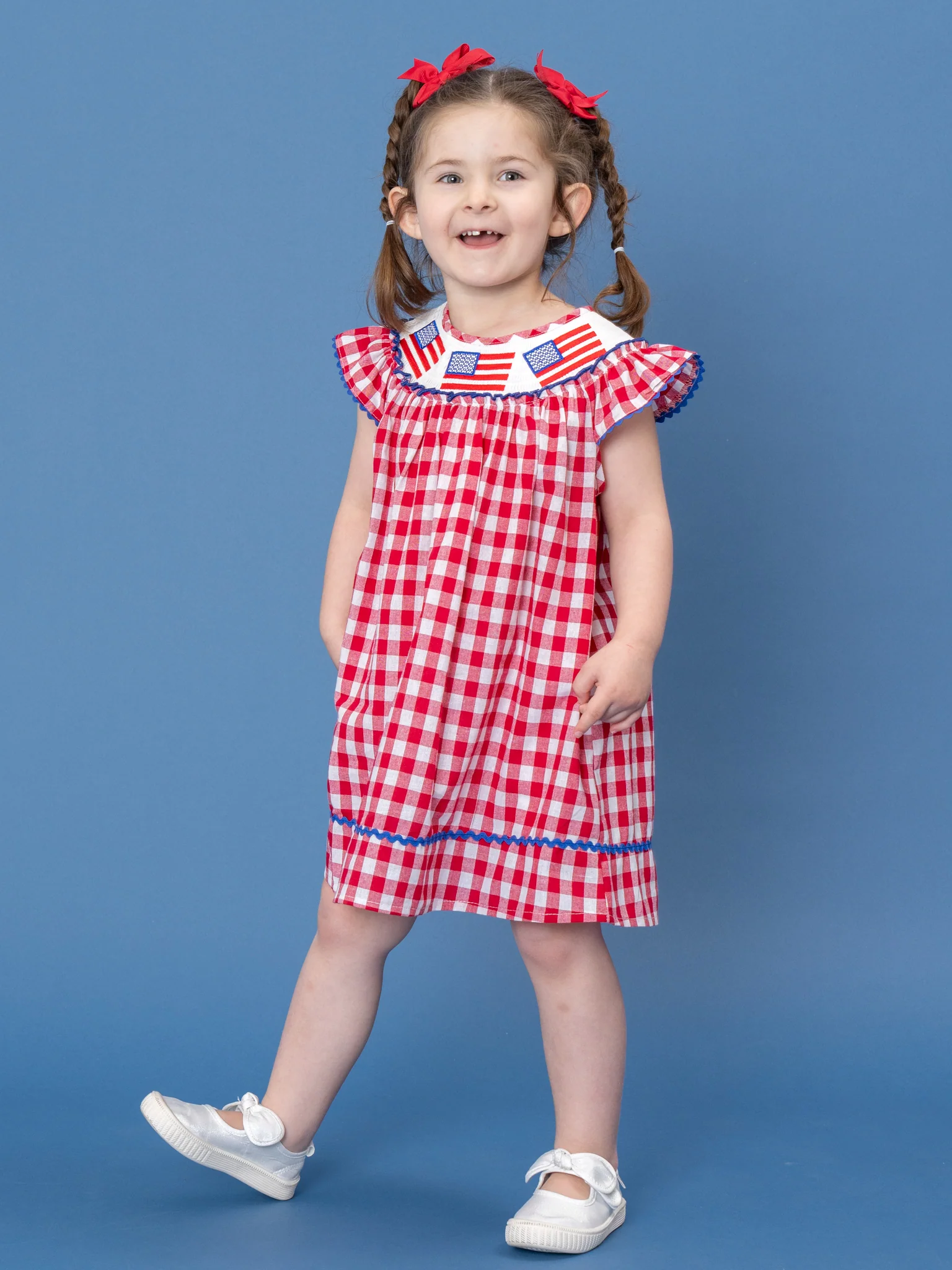 American Flag Smocked 100% Cotton Dress - Image 6