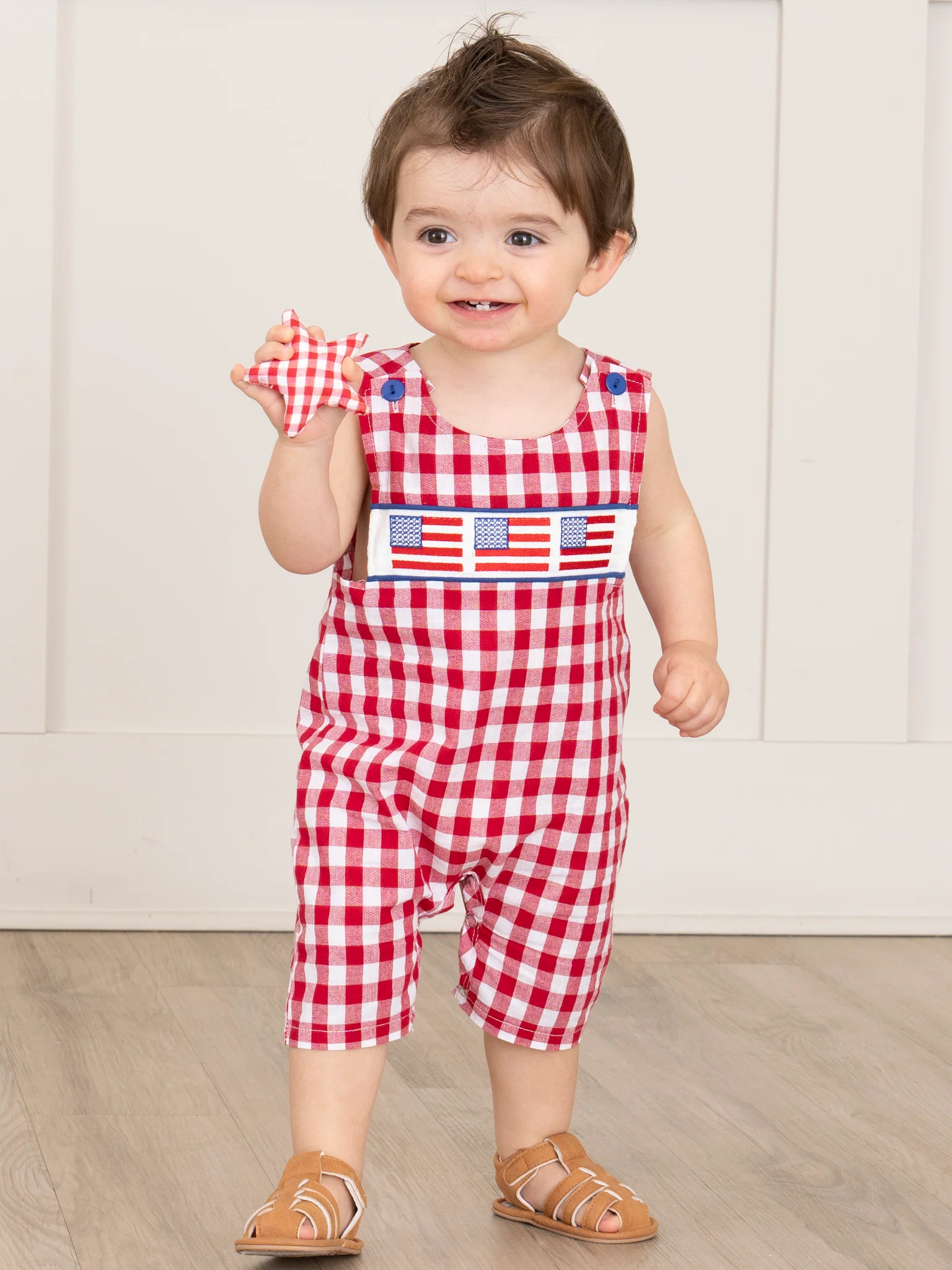 American Flag Smocked 100% Cotton Johnny