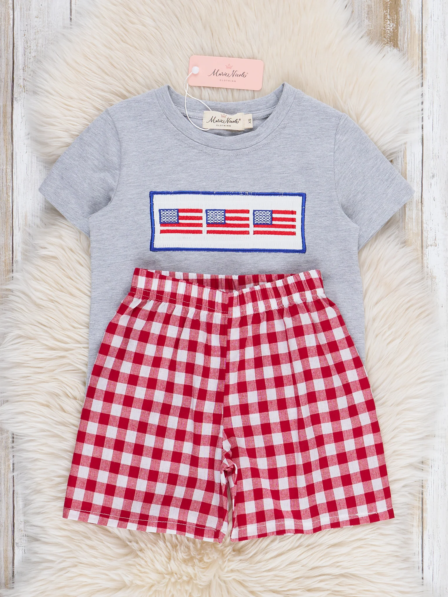 American Flag Smocked Cotton Outfit - Image 2