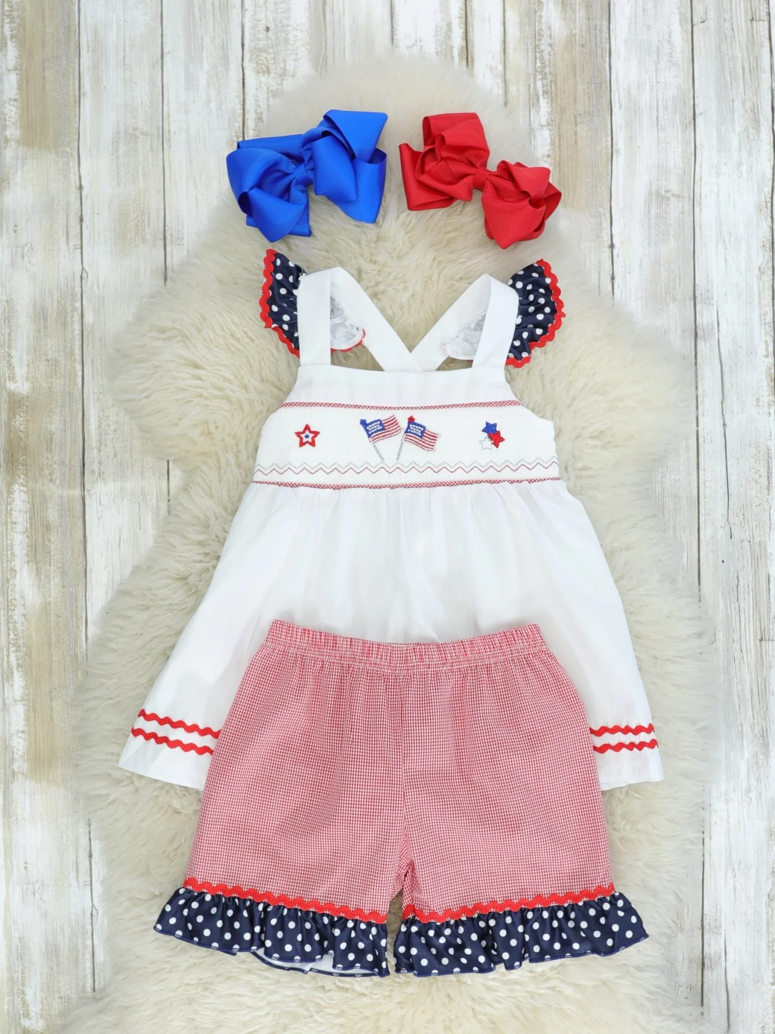 American Flag Smocked Outfit - Image 2
