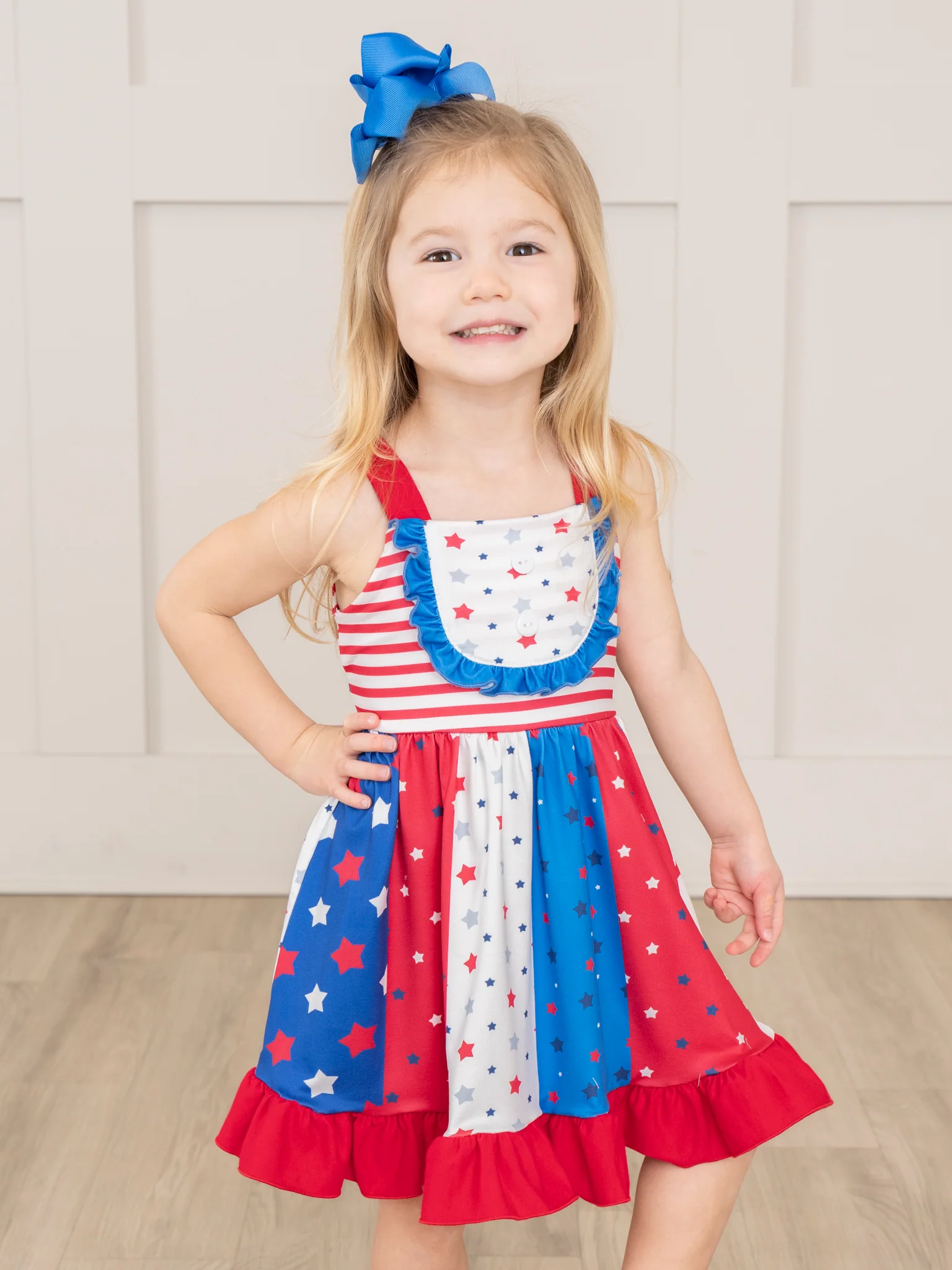 American Flag Striped Ruffle Dress