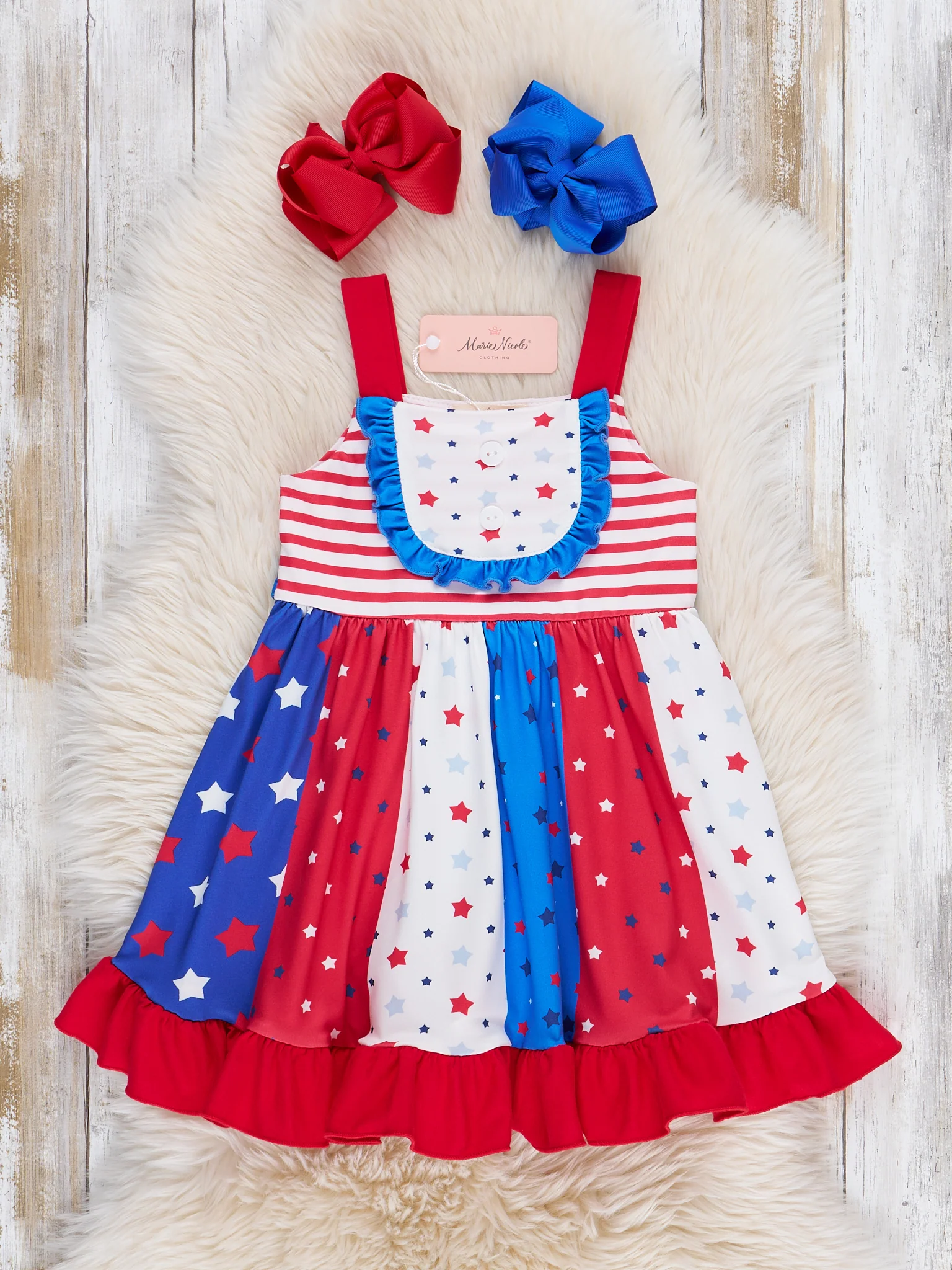 American Flag Striped Ruffle Dress - Image 2