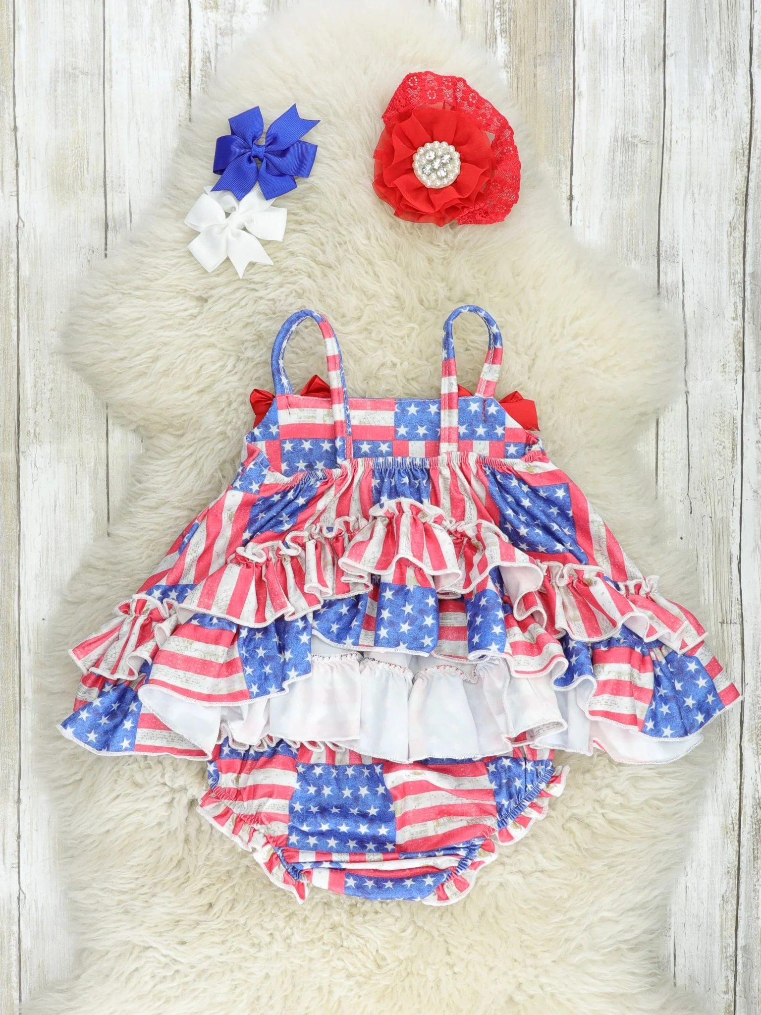 American Flag Swing Top & Ruffle Bloomers Outfit - Image 4