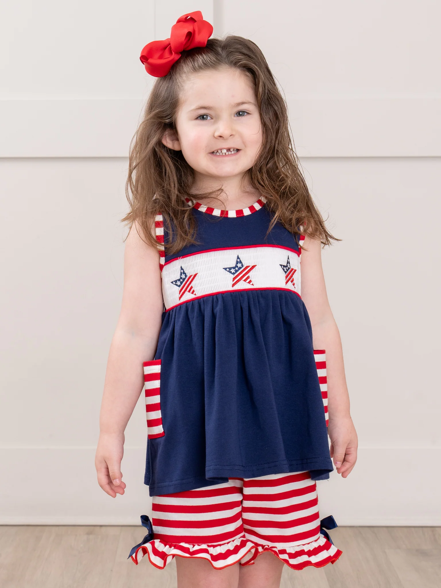 American Stars Smocked Cotton Ruffle Outfit