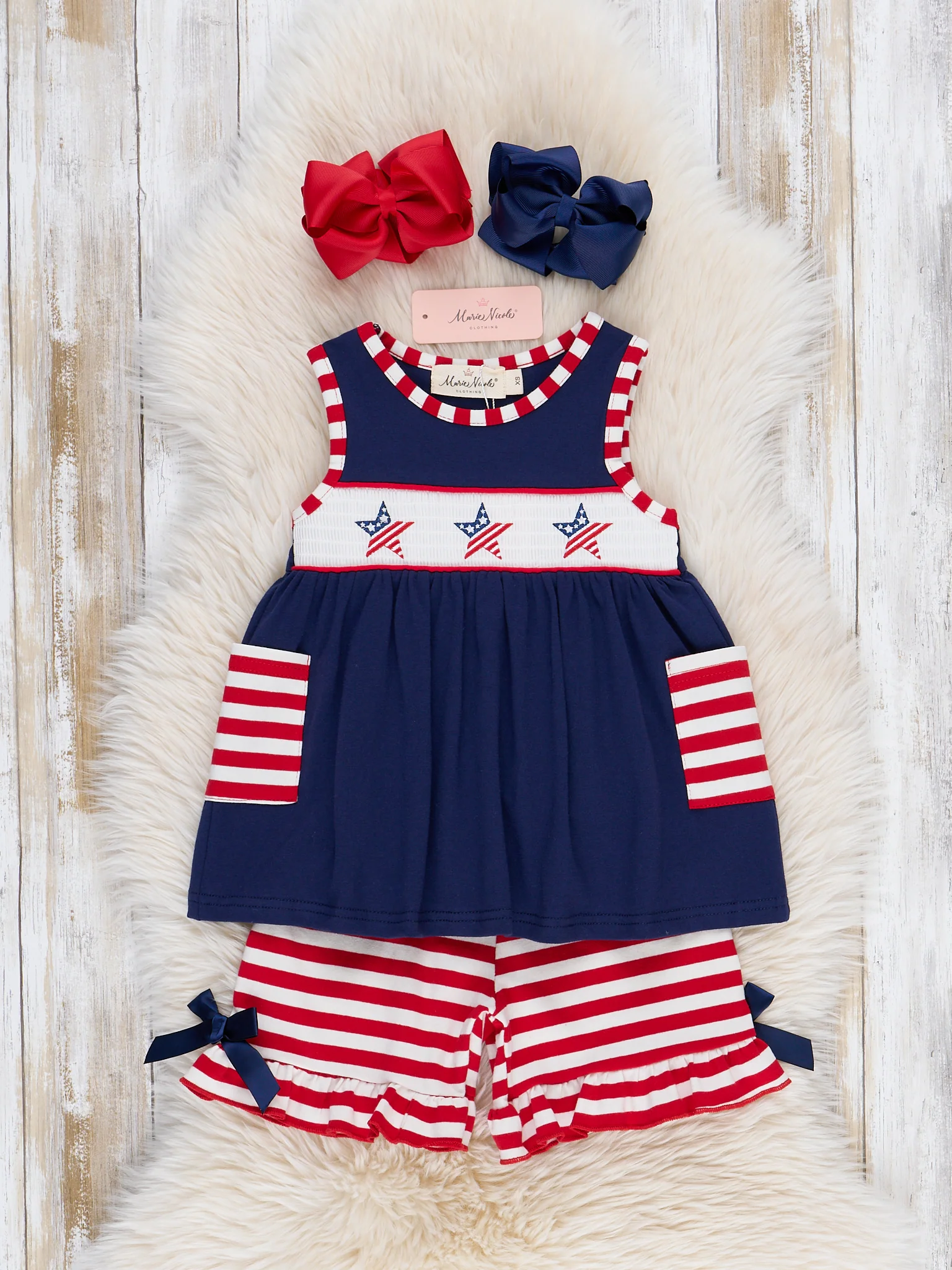 American Stars Smocked Cotton Ruffle Outfit - Image 2