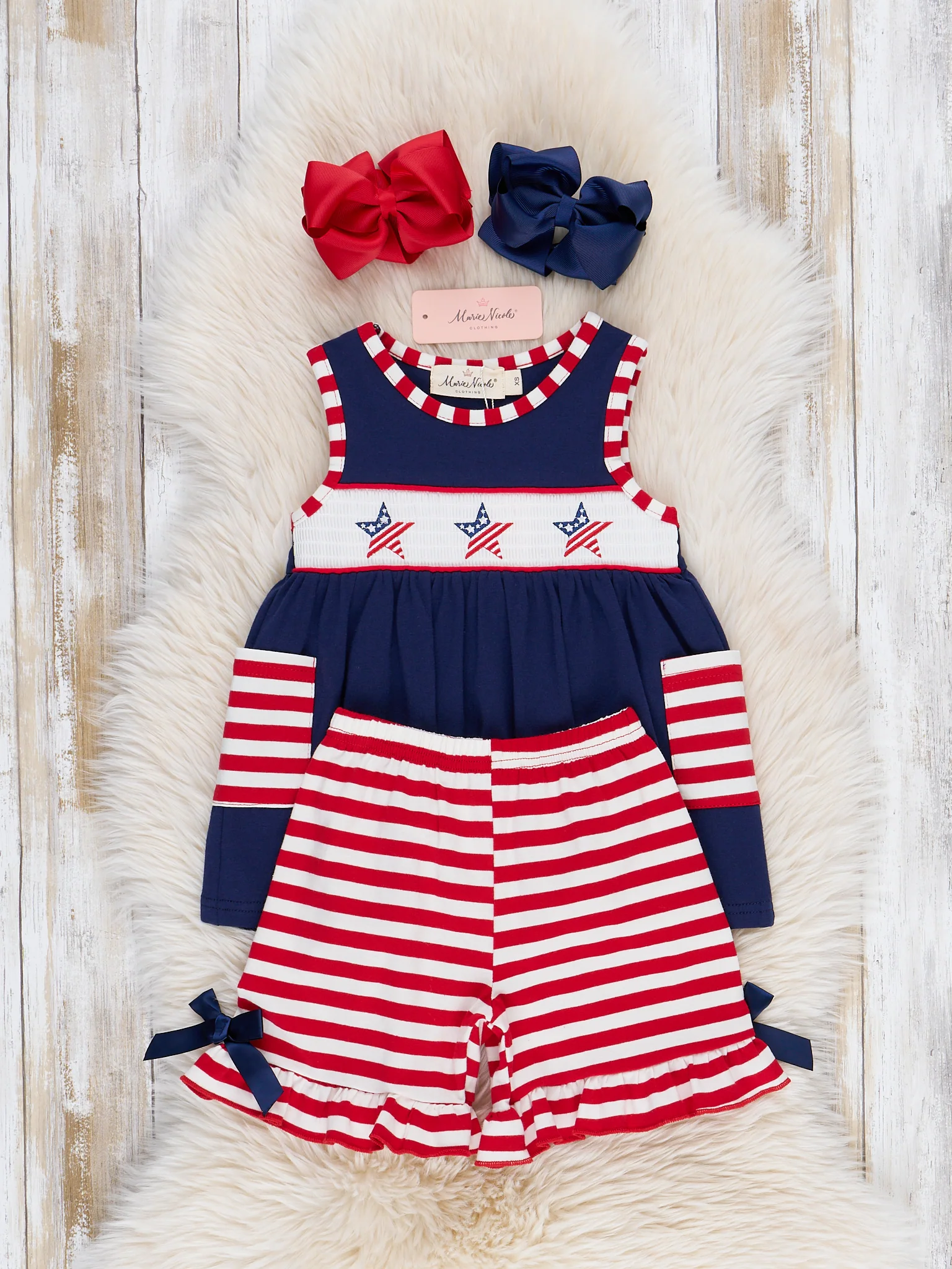 American Stars Smocked Cotton Ruffle Outfit - Image 3