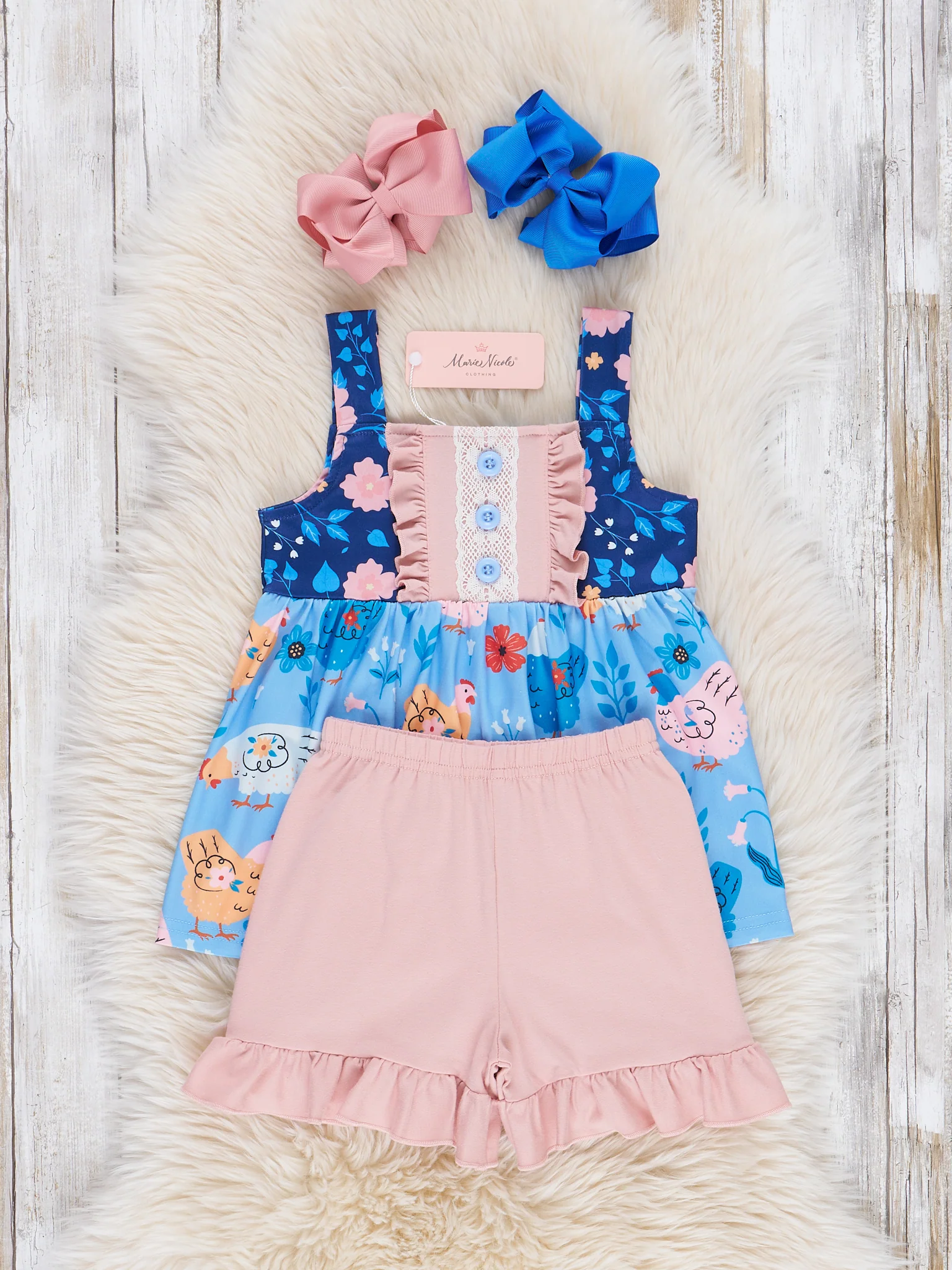 Americana Chickens Floral Ruffle Outfit - Image 2