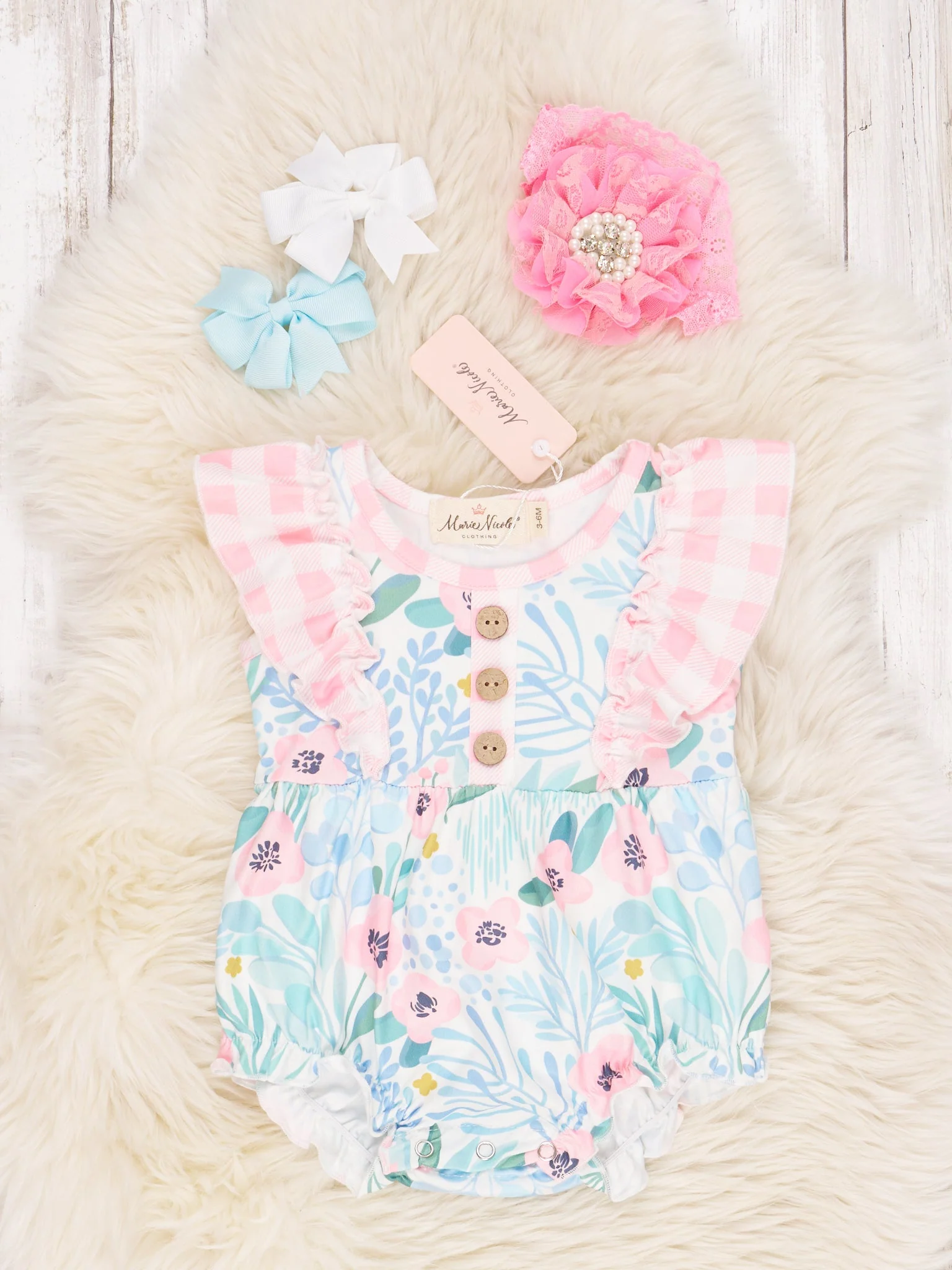 Anemone Gingham Ruffle Romper - Image 3