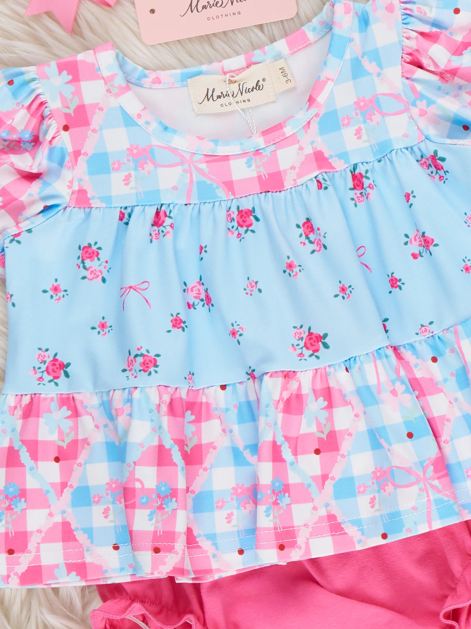Angel Bloom Floral Plaid Bloomers Outfit - Image 2