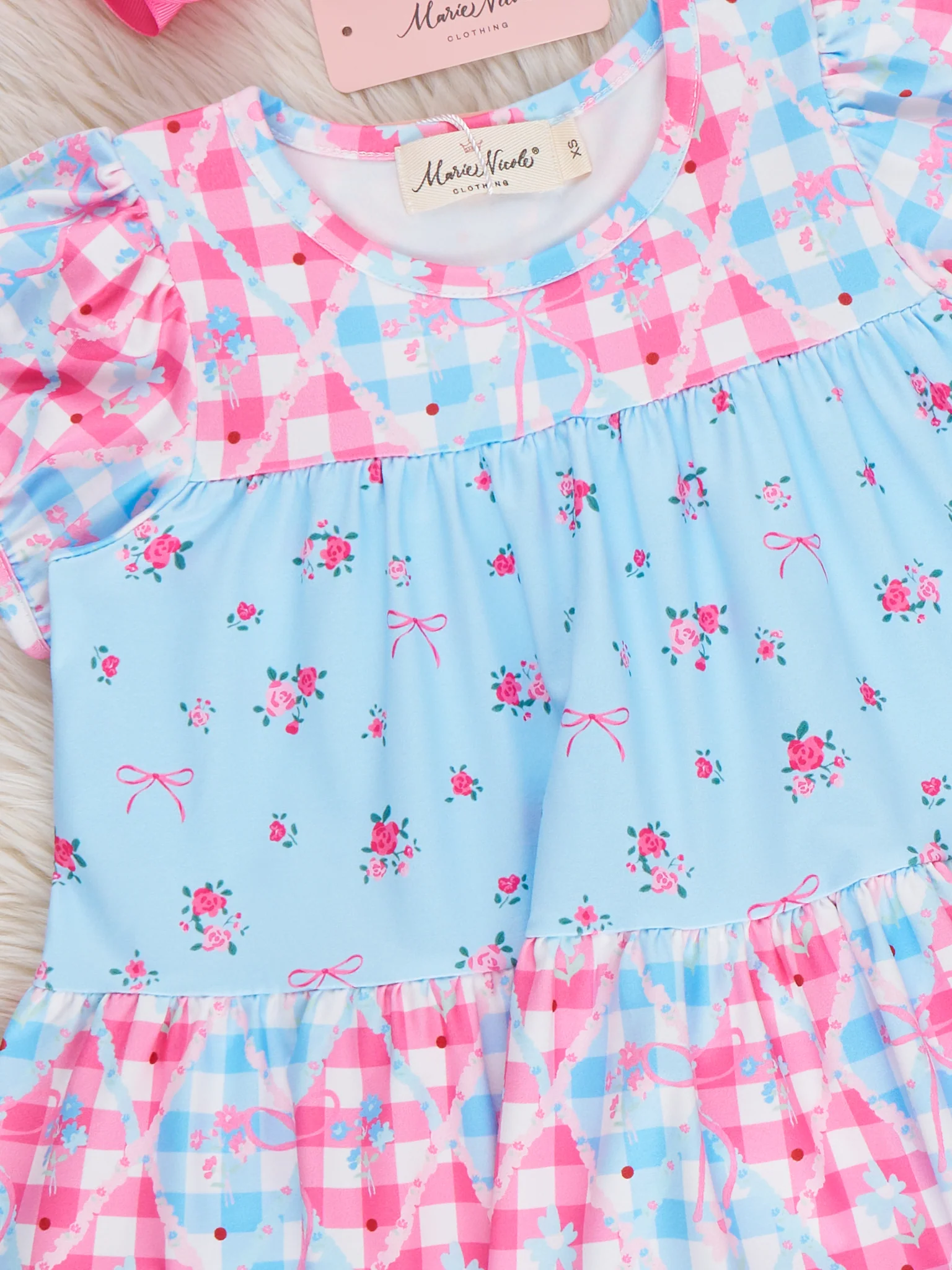 Angel Bloom Floral Plaid Ruffle Outfit - Image 3
