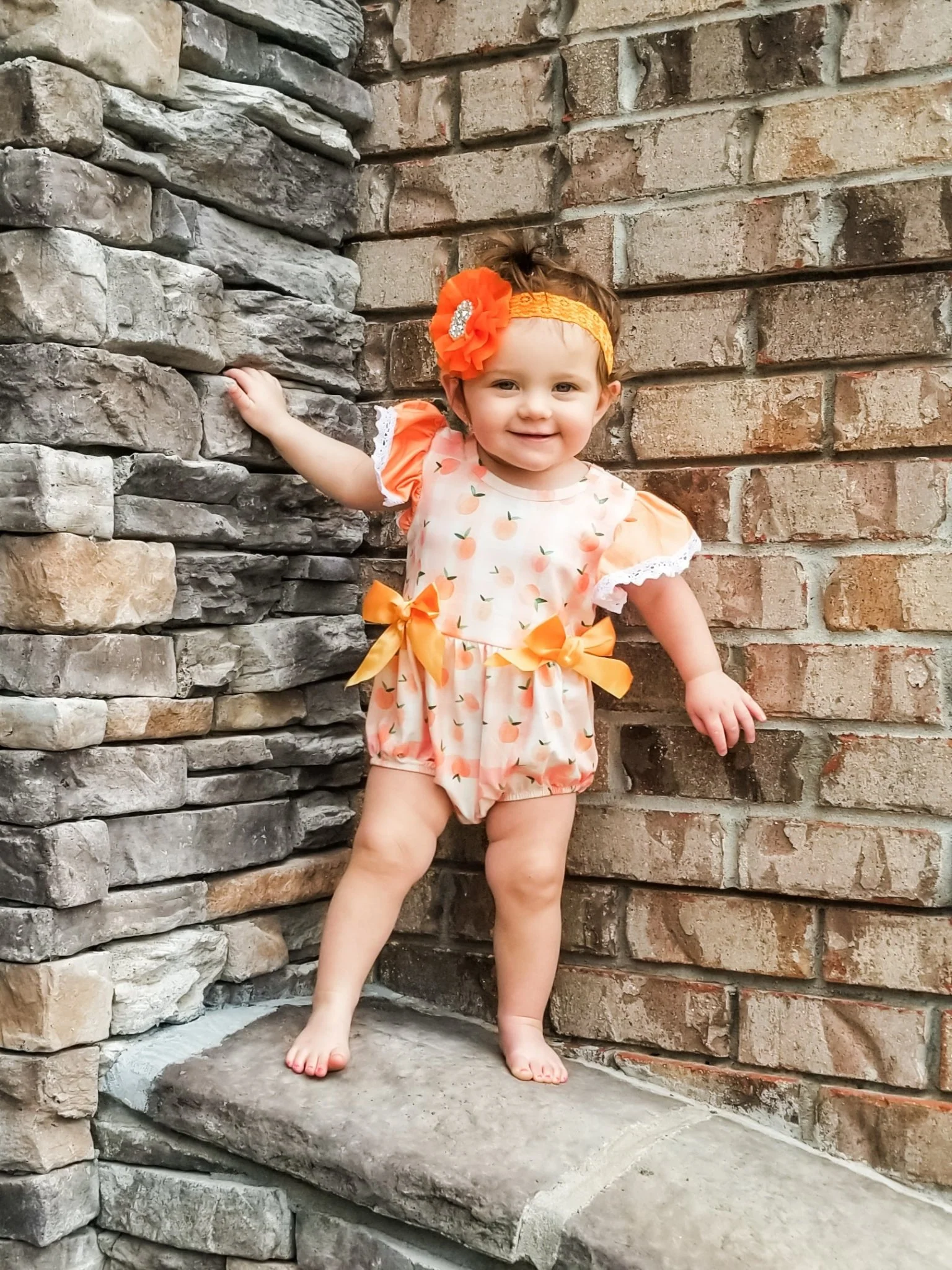 Apricot Bow Bubble Romper - Image 2
