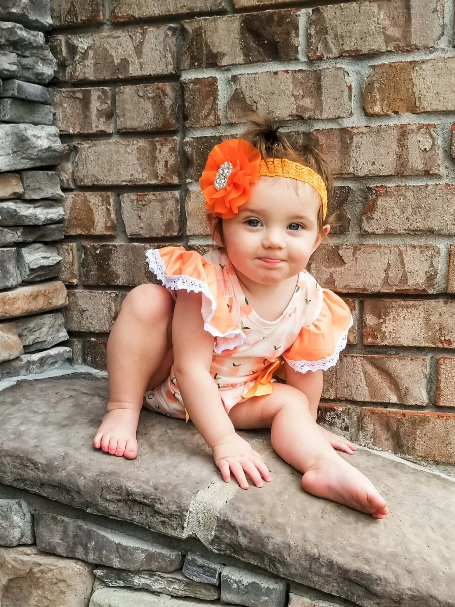 Apricot Bow Bubble Romper - Image 3
