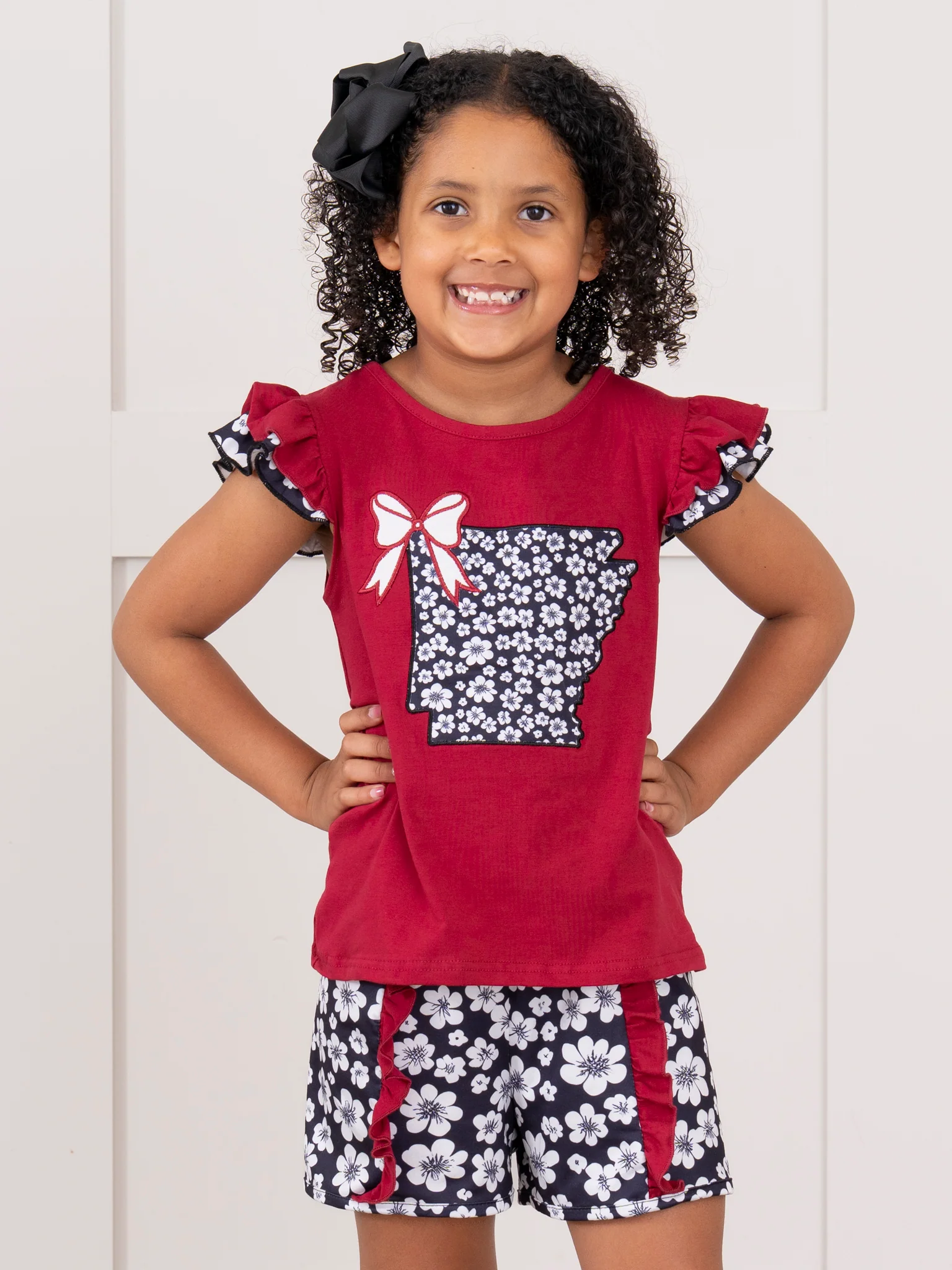 Arkansas Embroidered Floral Ruffle Outfit