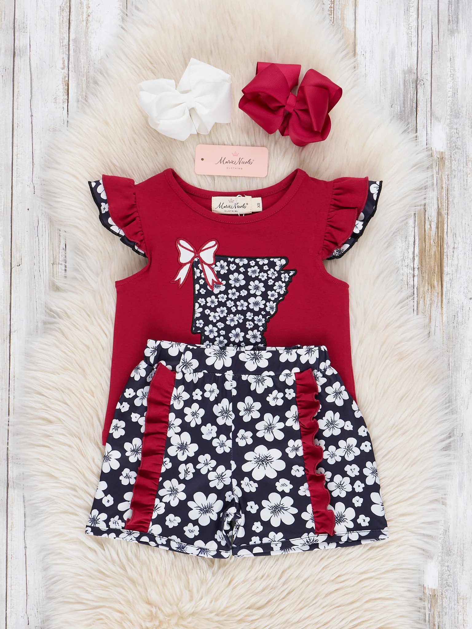Arkansas Embroidered Floral Ruffle Outfit - Image 3