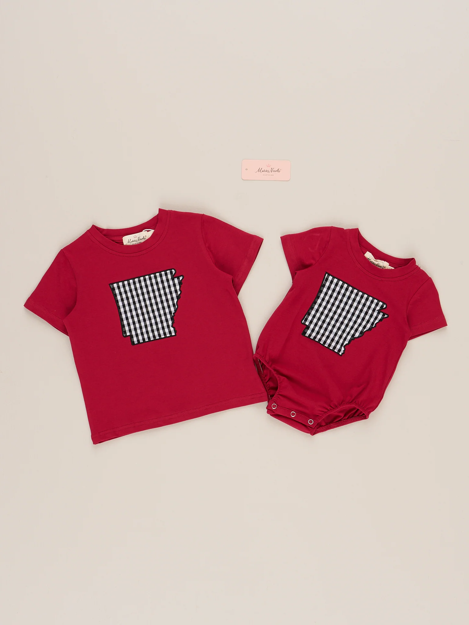 Arkansas Embroidered Gingham Bubble Romper - Image 2