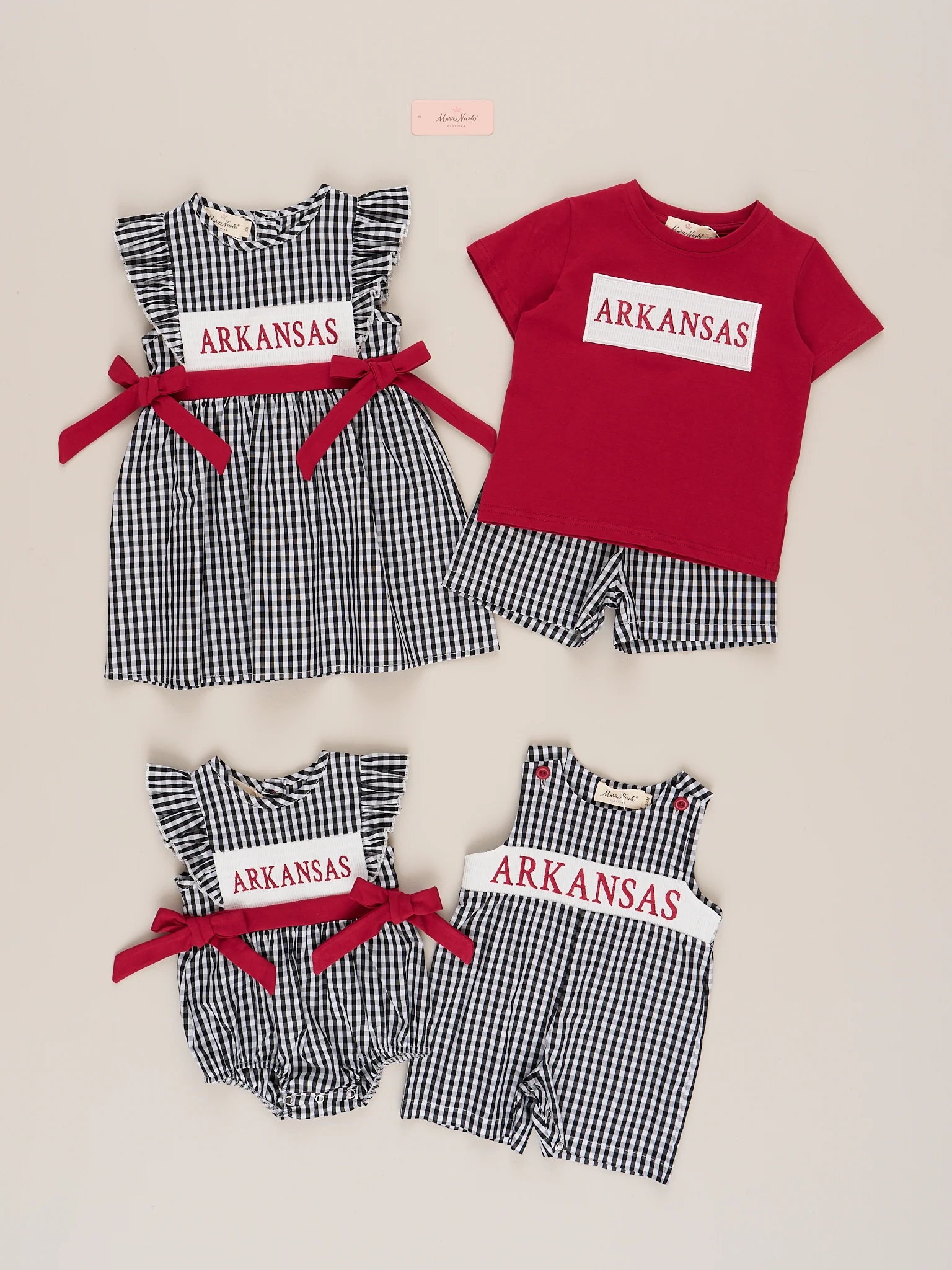 Arkansas Smocked Gingham Bubble Romper - Image 3