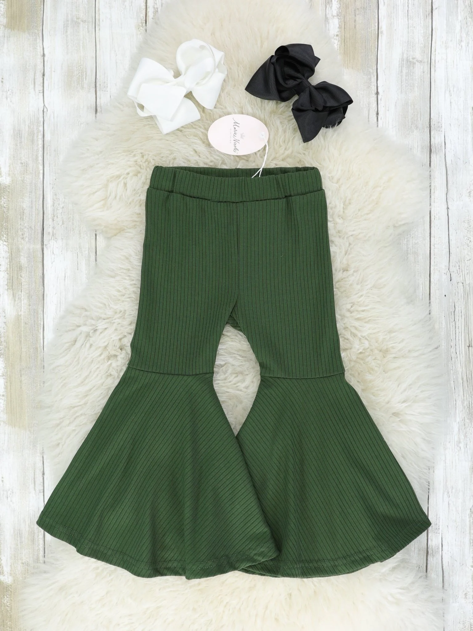 Army Green Ribbed Bell Bottoms