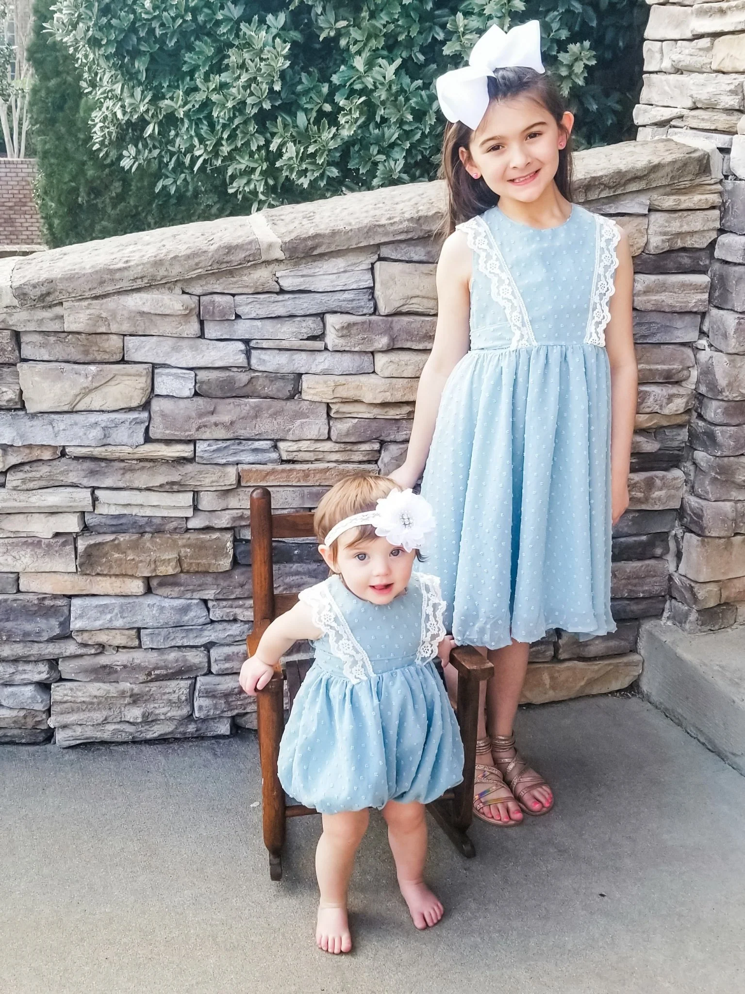 Ash Blue Lace Swiss Dot Bubble Romper - Image 9