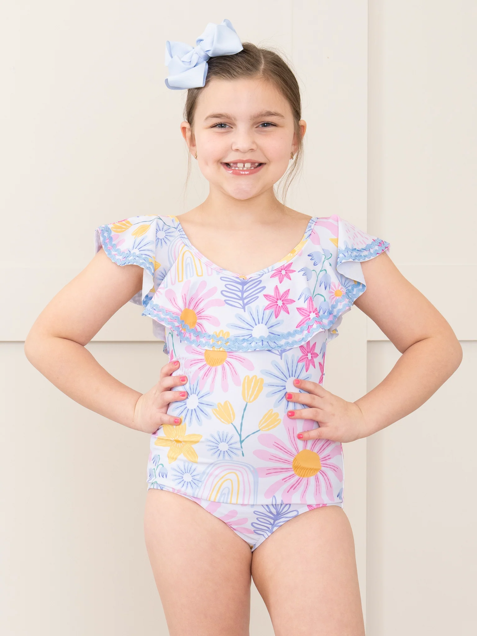 Asters Floral Ruffle Swimsuit