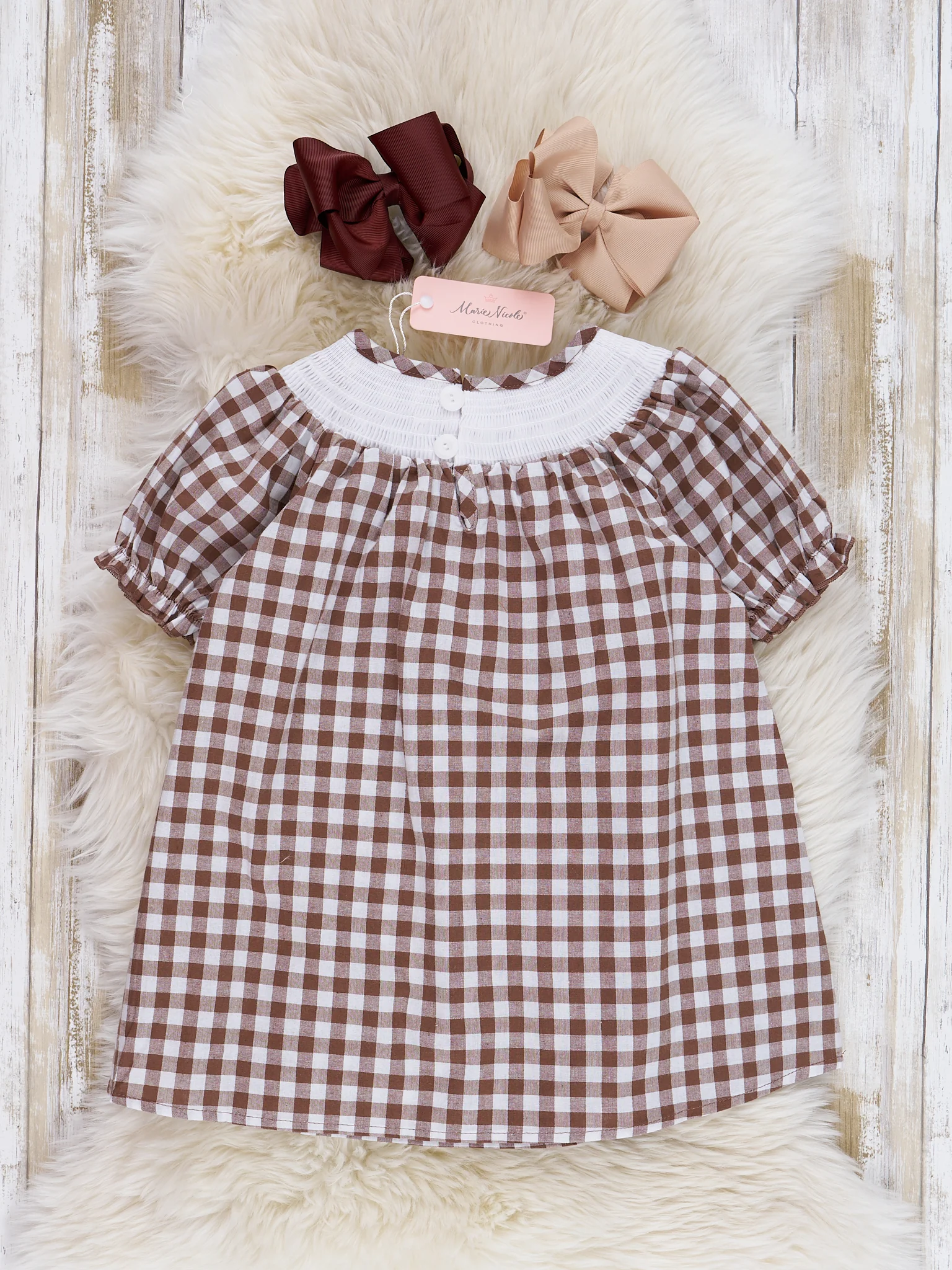 Autumn Gingham Smocked Turkey Dress - Image 2