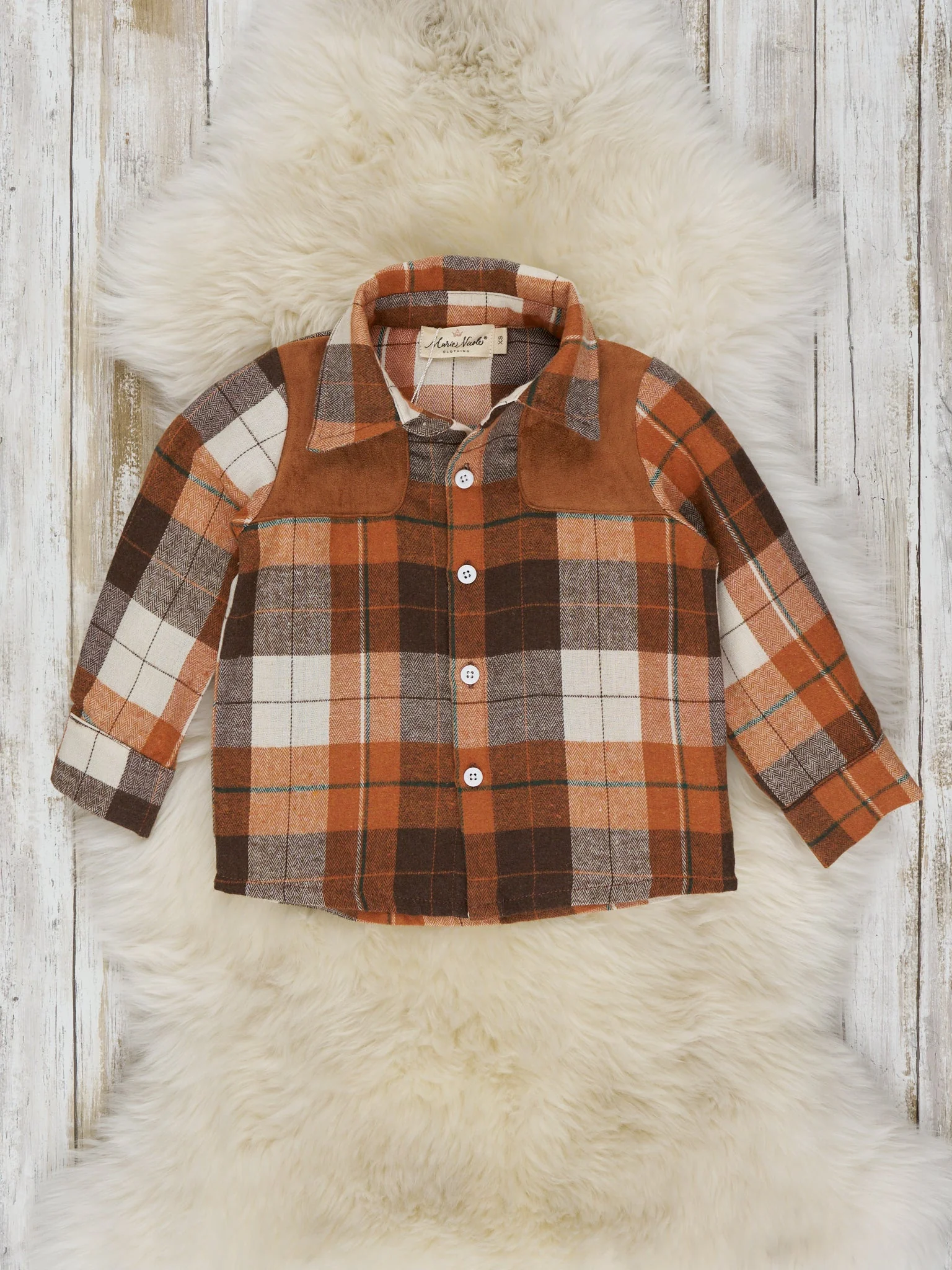 Autumn Patches Plaid Button Up Shirt - Image 3