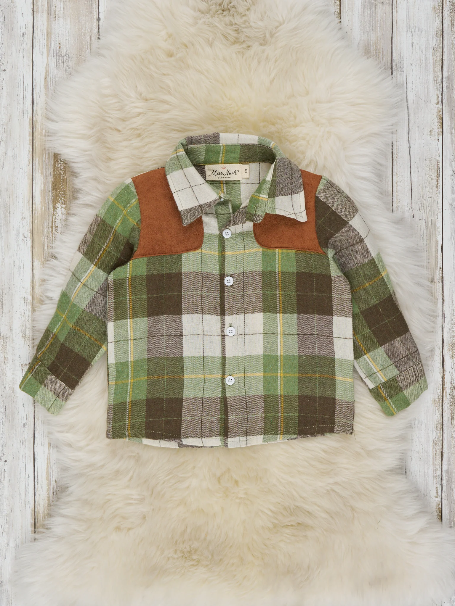 Autumn Patches Plaid Button Up Shirt - Image 4