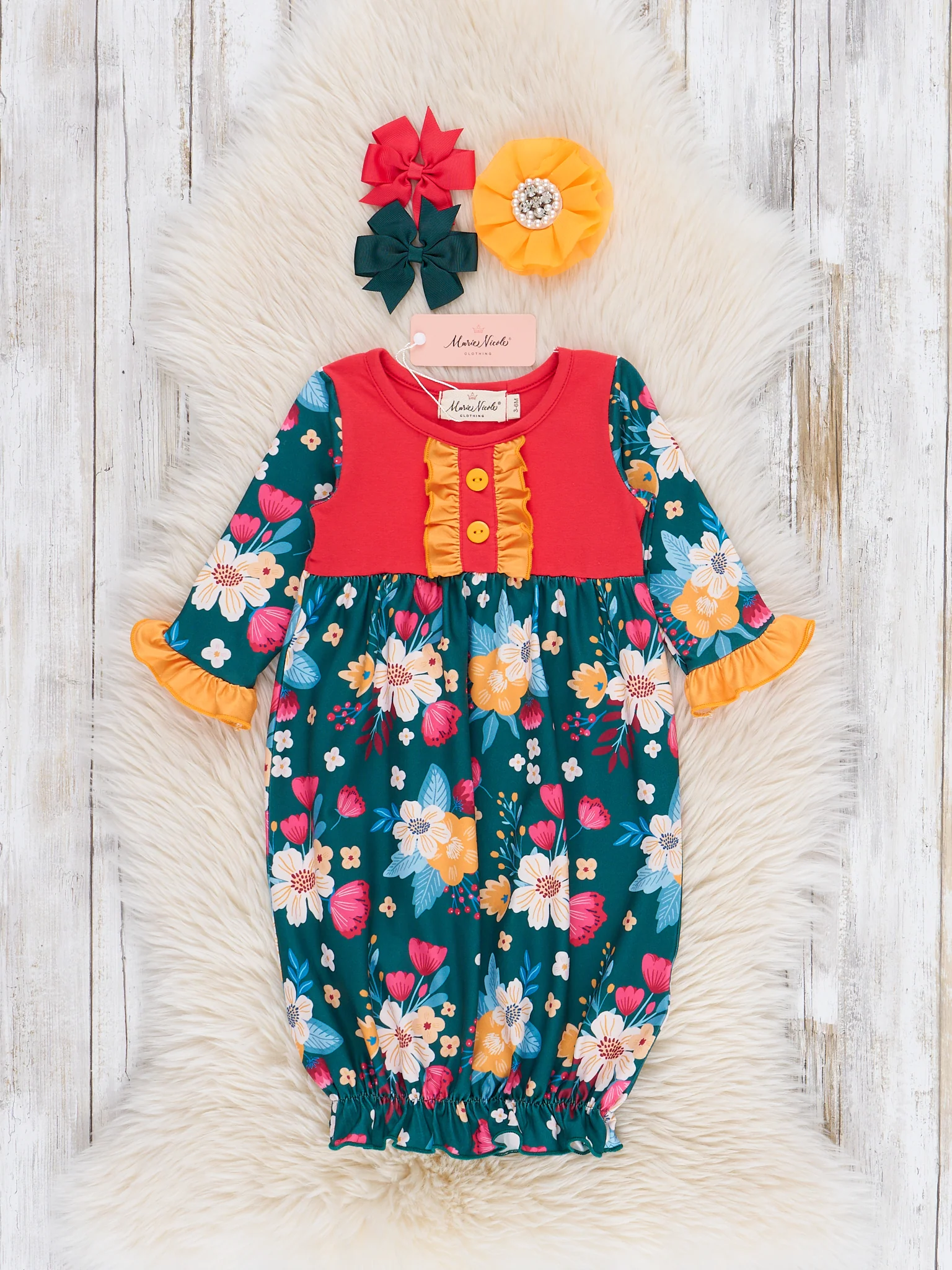 Autumn Rose Ruffle Knot Gown
