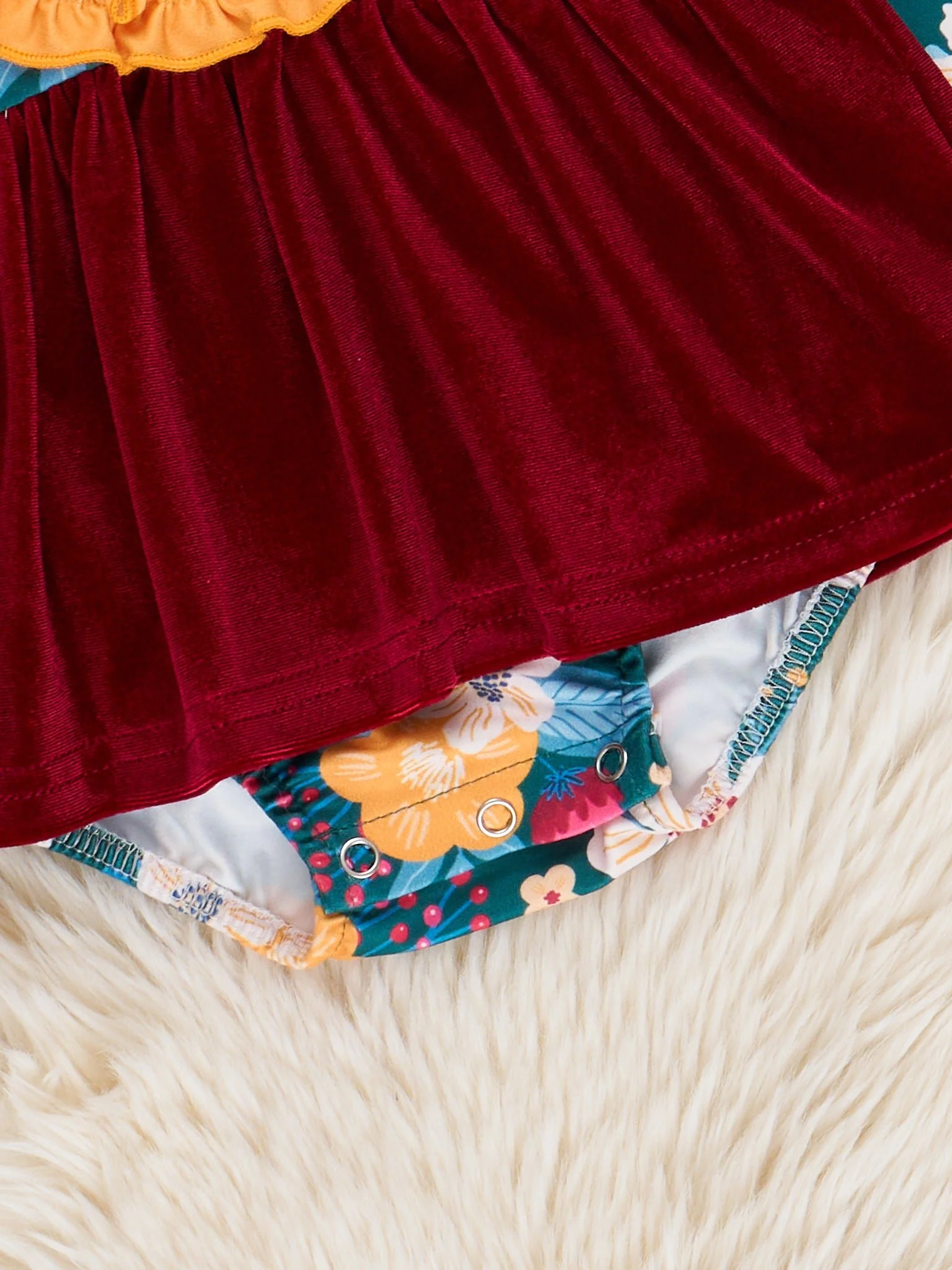Autumn Rose Velvet Bubble Romper - Image 3