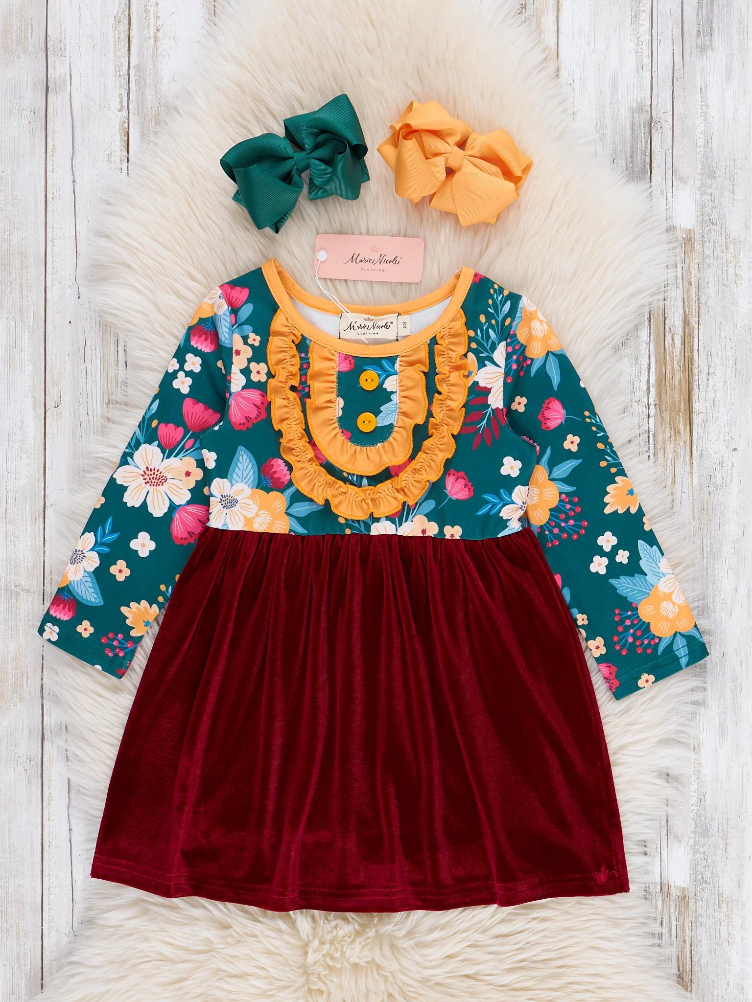 Autumn Rose Velvet Dress - Image 2