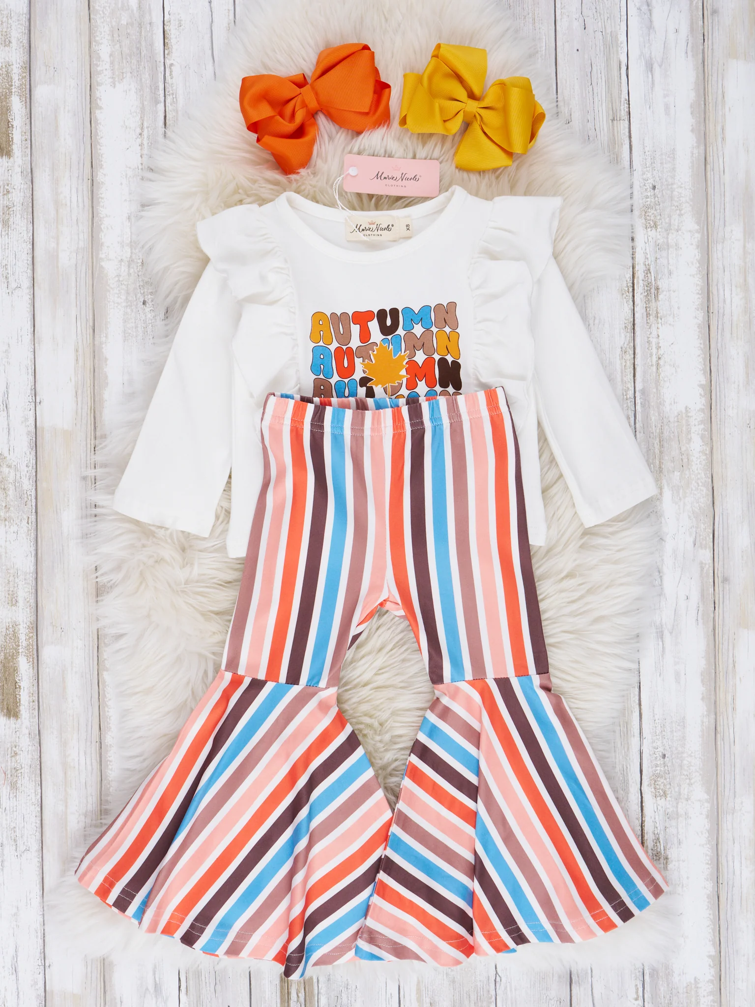 "Autumn Vibes" Striped Bell Bottom Outfit - Image 2