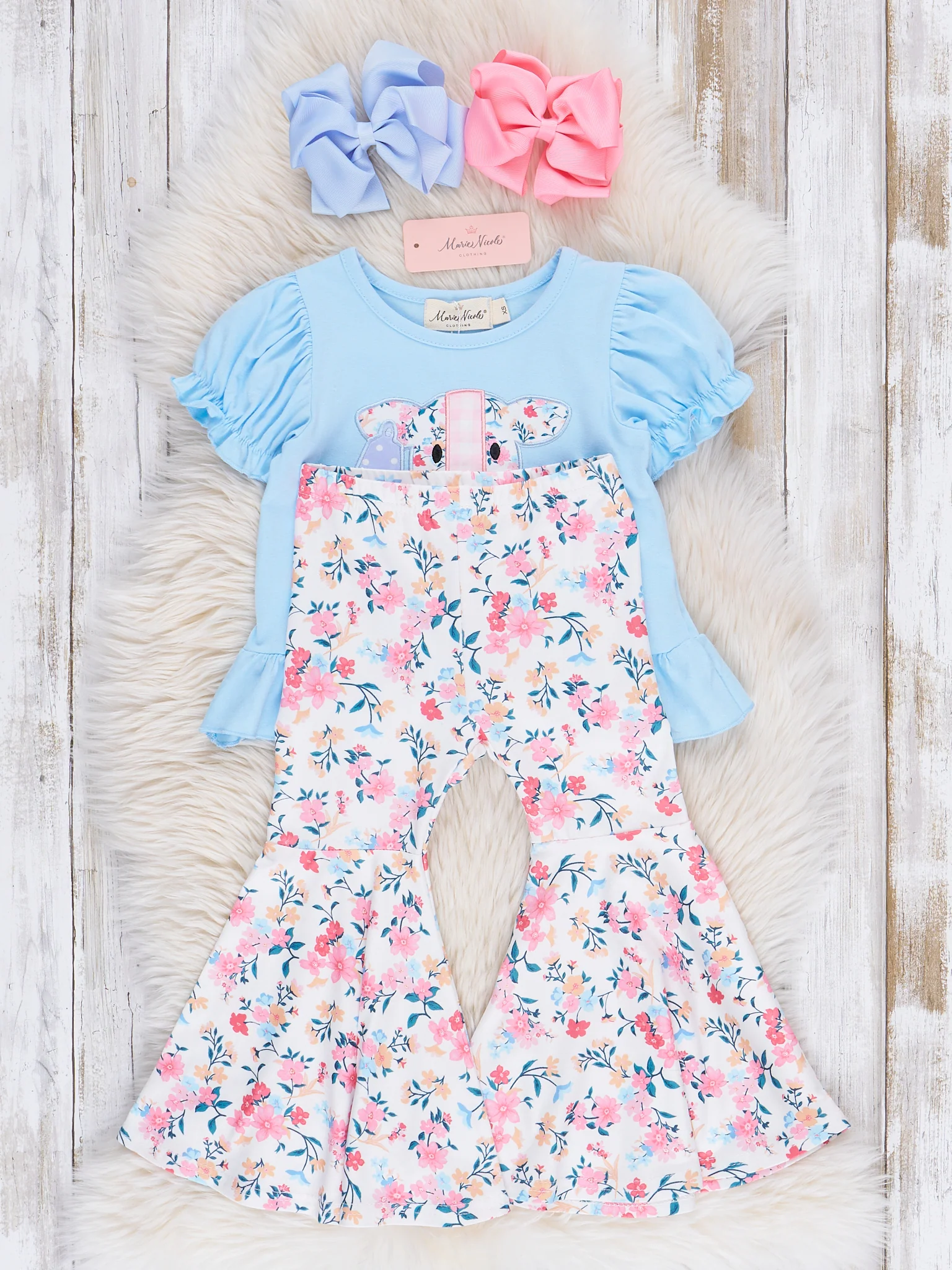 Baby Cow Floral Bell Bottom Outfit - Image 4