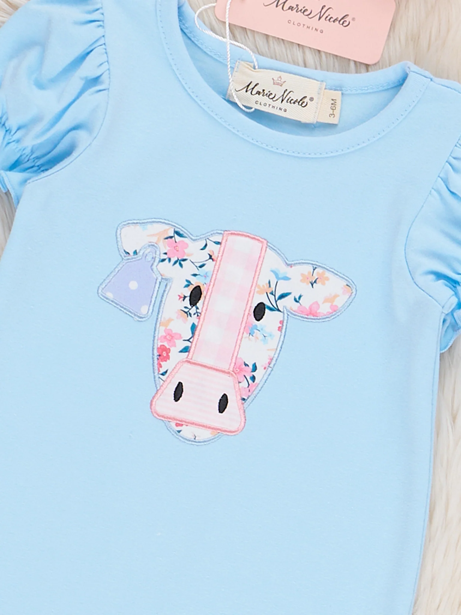 Baby Cow Floral Ruffle Romper - Image 2