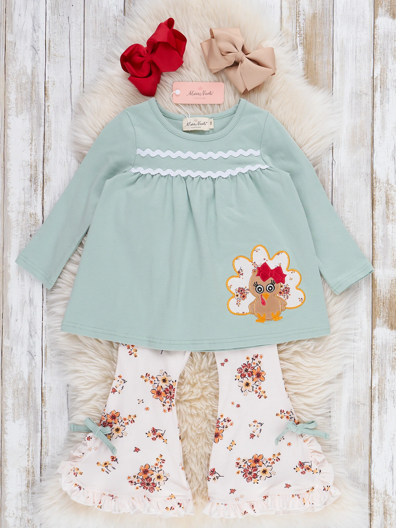 Baby Turkey Embroidered Outfit - Image 2