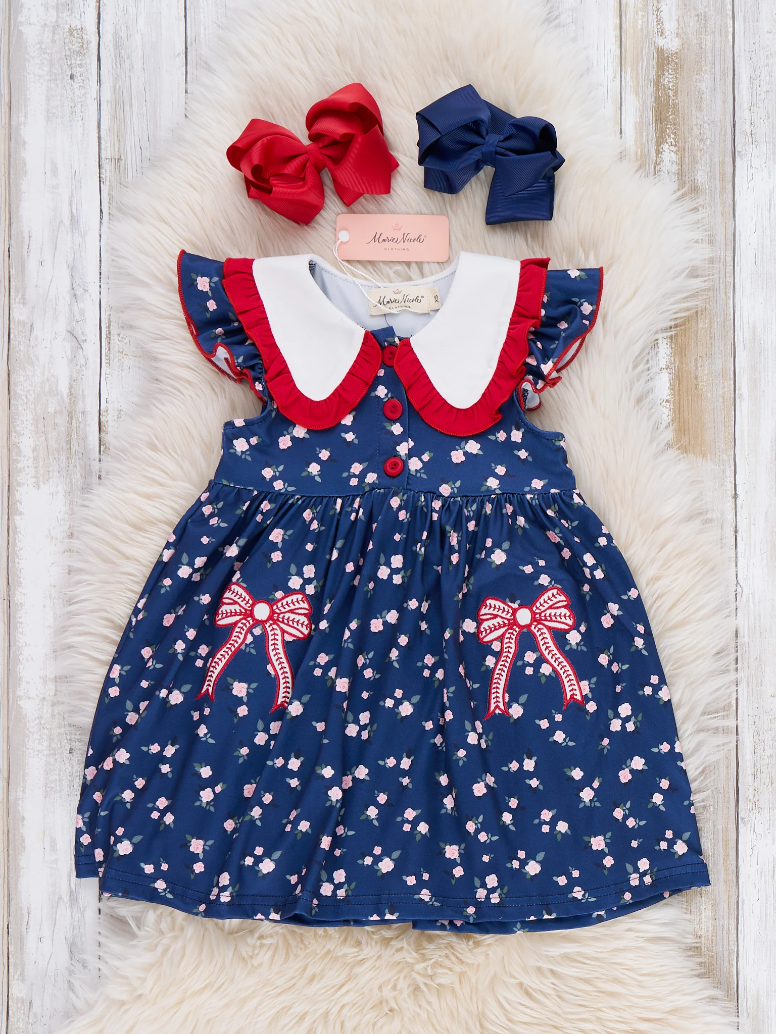 Ballpark Bows Embroidered Dress - Image 2