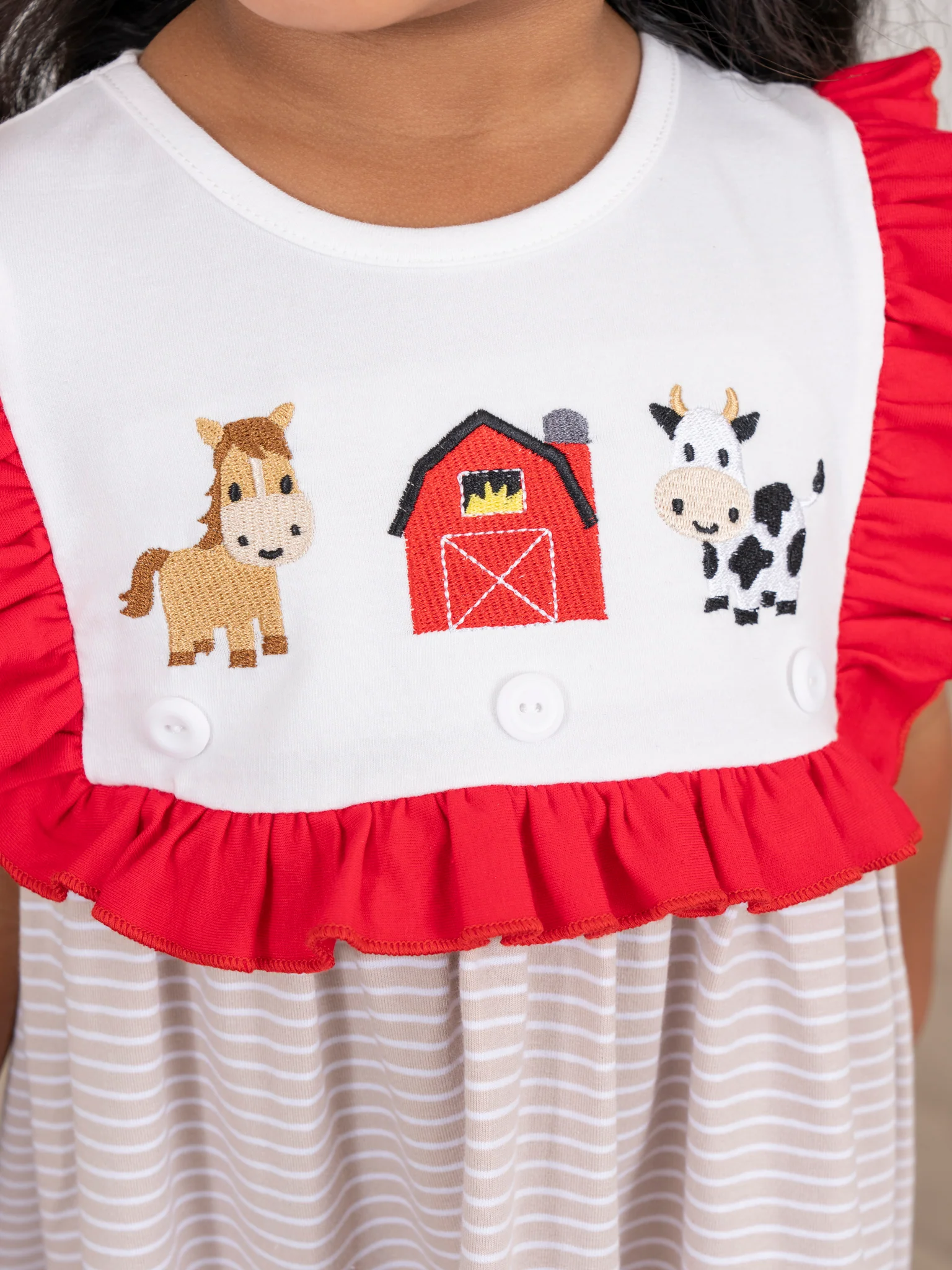 Barnyard Fun Embroidered Ruffle Dress - Image 6