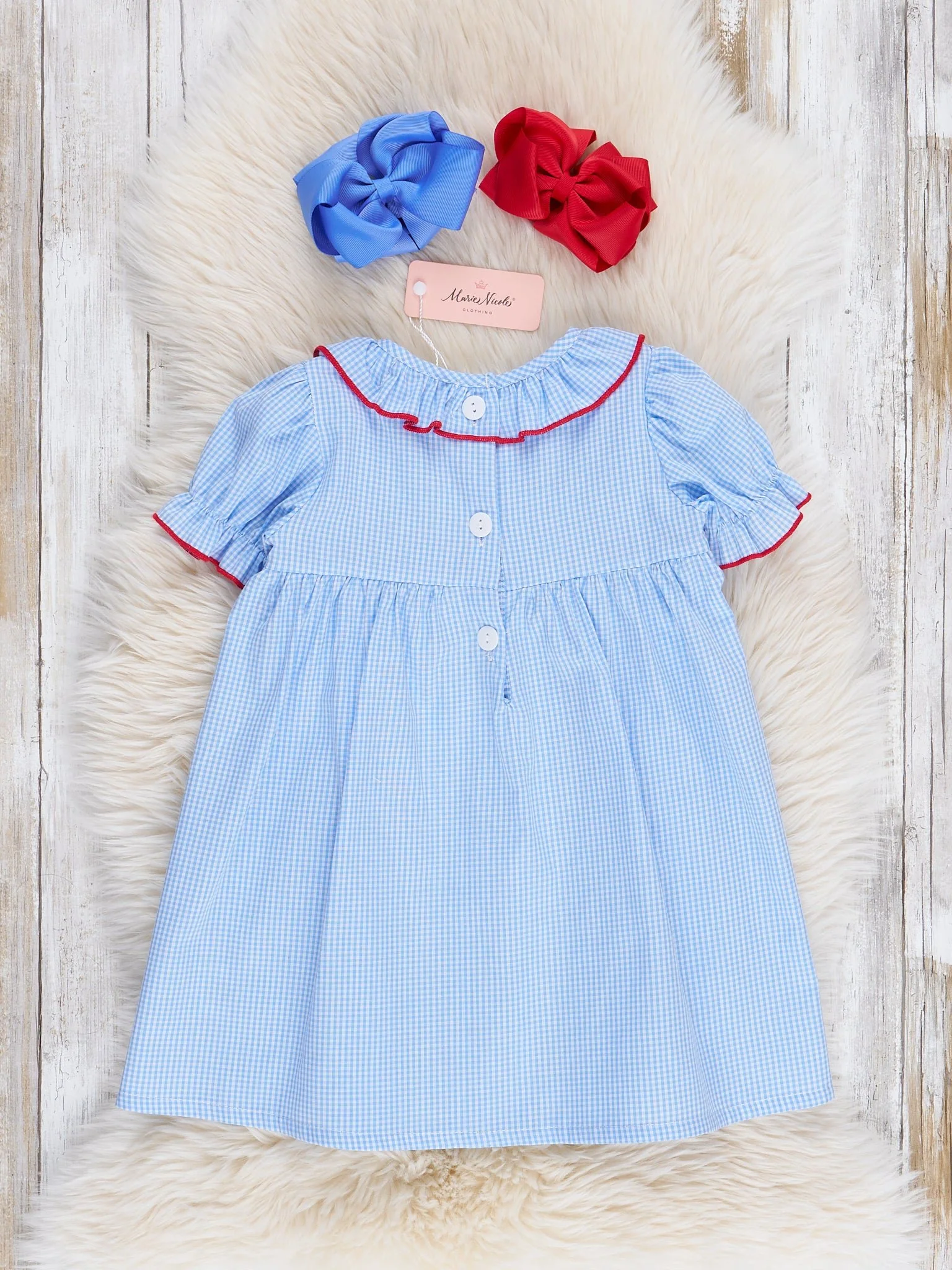 Baseball Bows Embroidered Ruffle Dress - Image 3