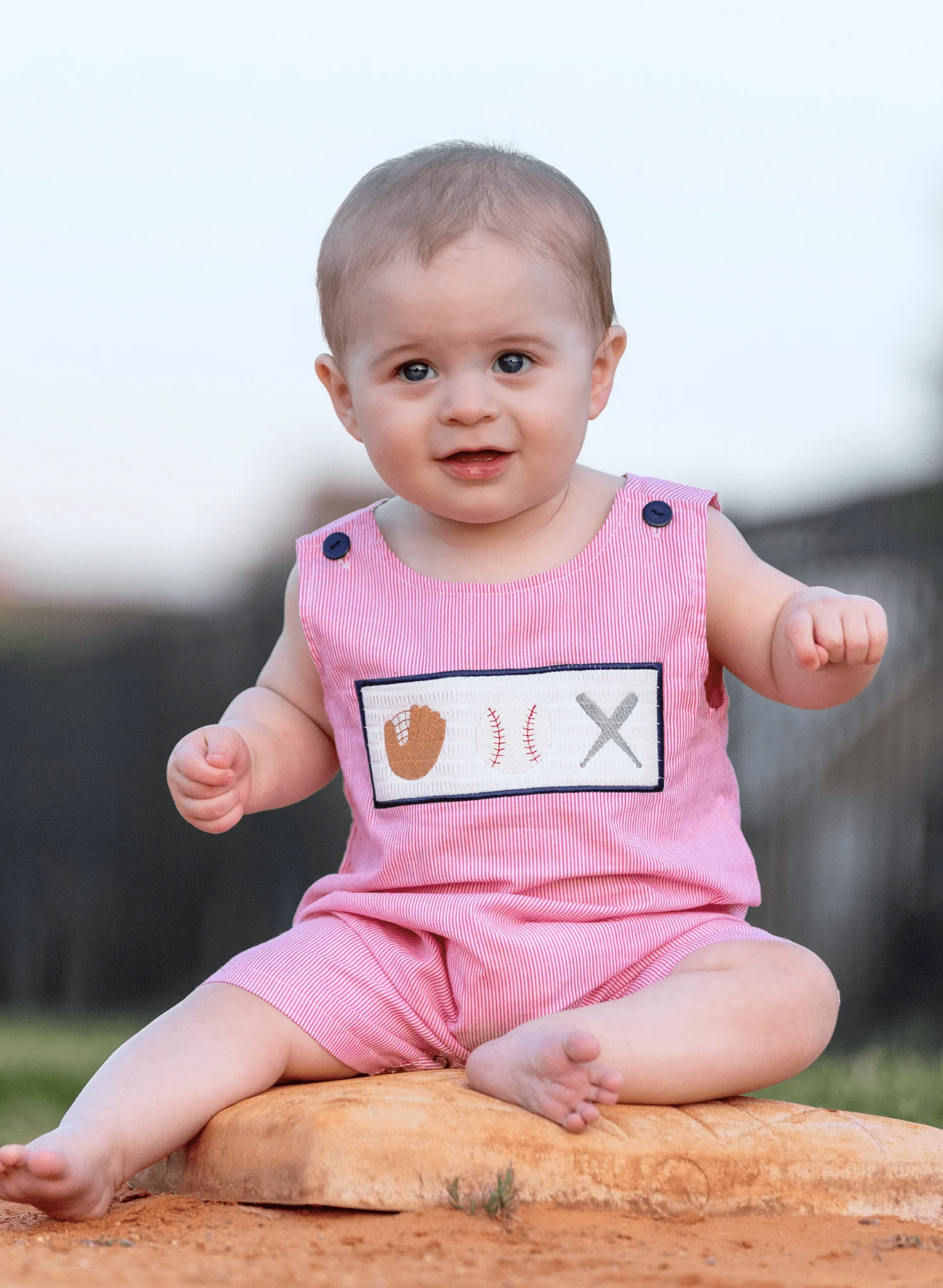 Baseball Smocked Cotton Johnny