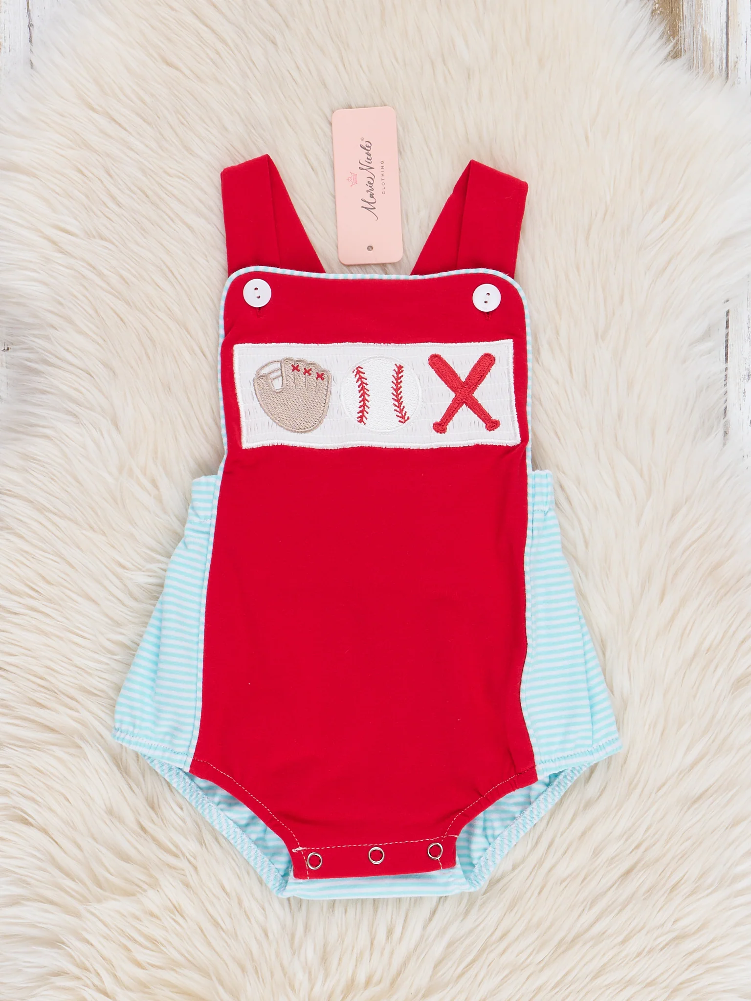 Batter Up Embroidered Bubble Romper