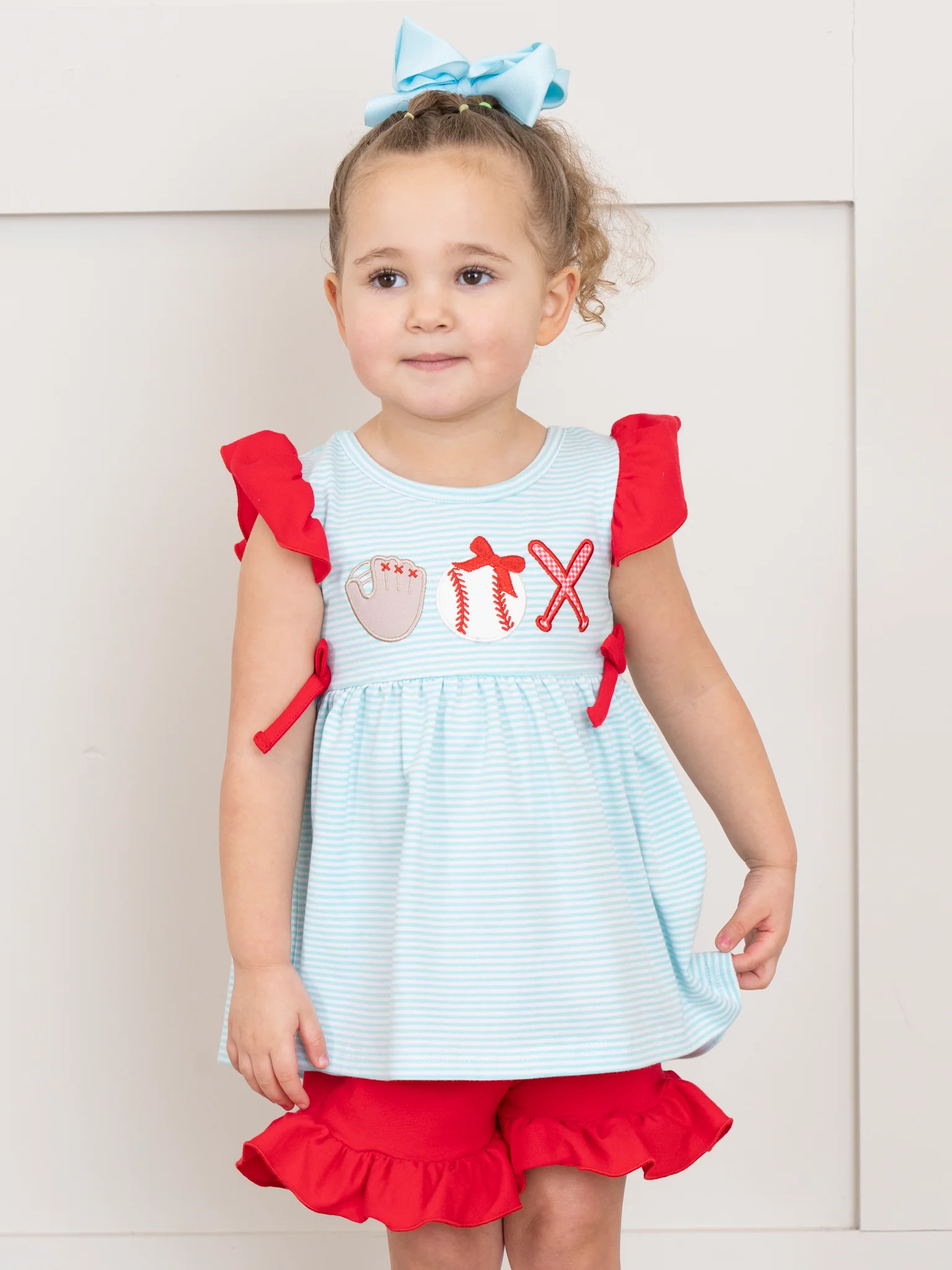 Batter Up Embroidered Ruffle Outfit