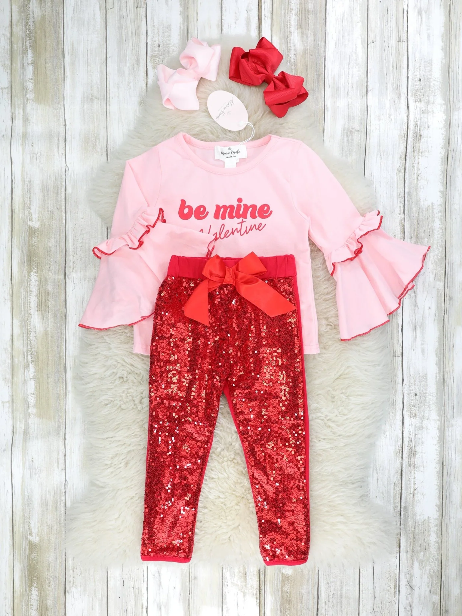 "Be Mine" Bell Sleeve Sequin Outfit - Image 2