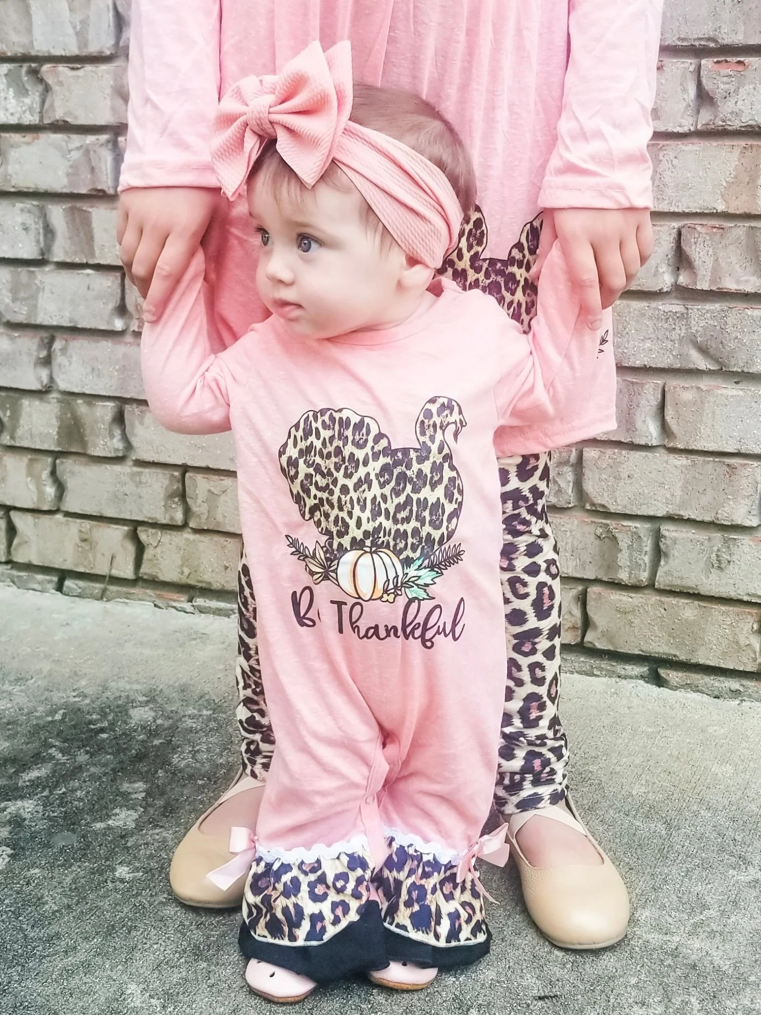 Be Thankful Leopard Turkey Ruffle Romper - Image 2